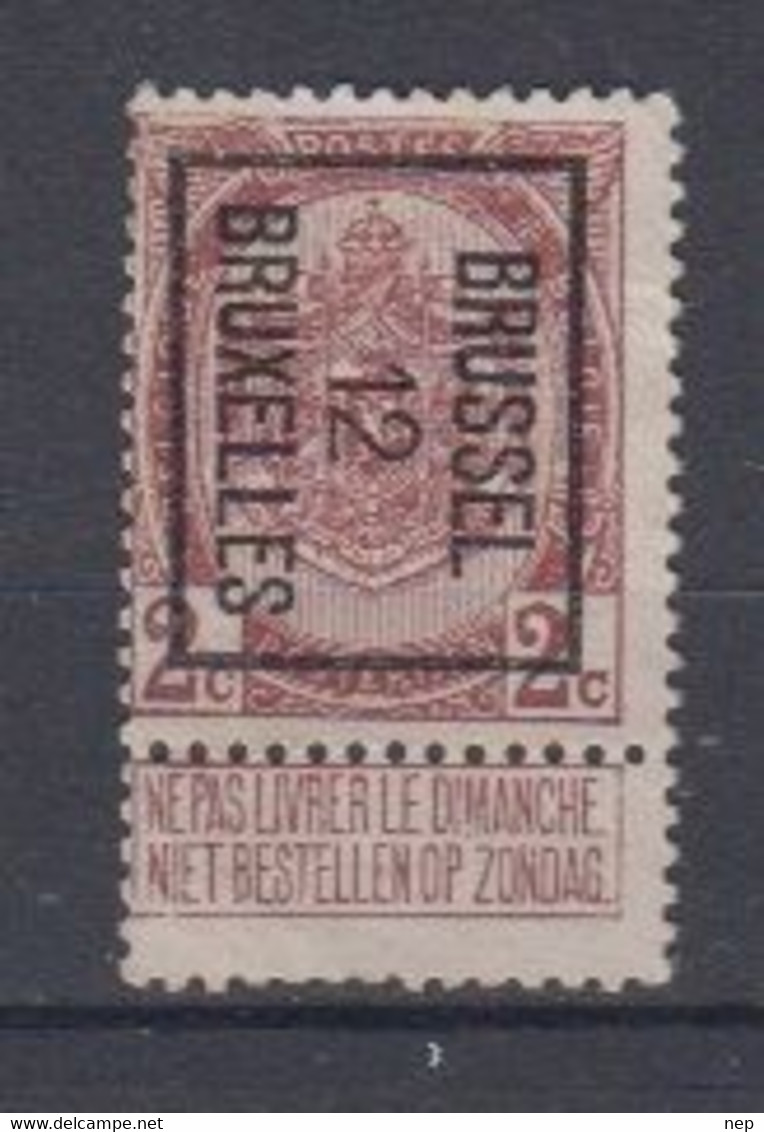 BELGIË - PREO - Nr 25 B - BRUSSEL 12  BRUXELLES - (*) - Tipo 1906-12 (Stendardi)