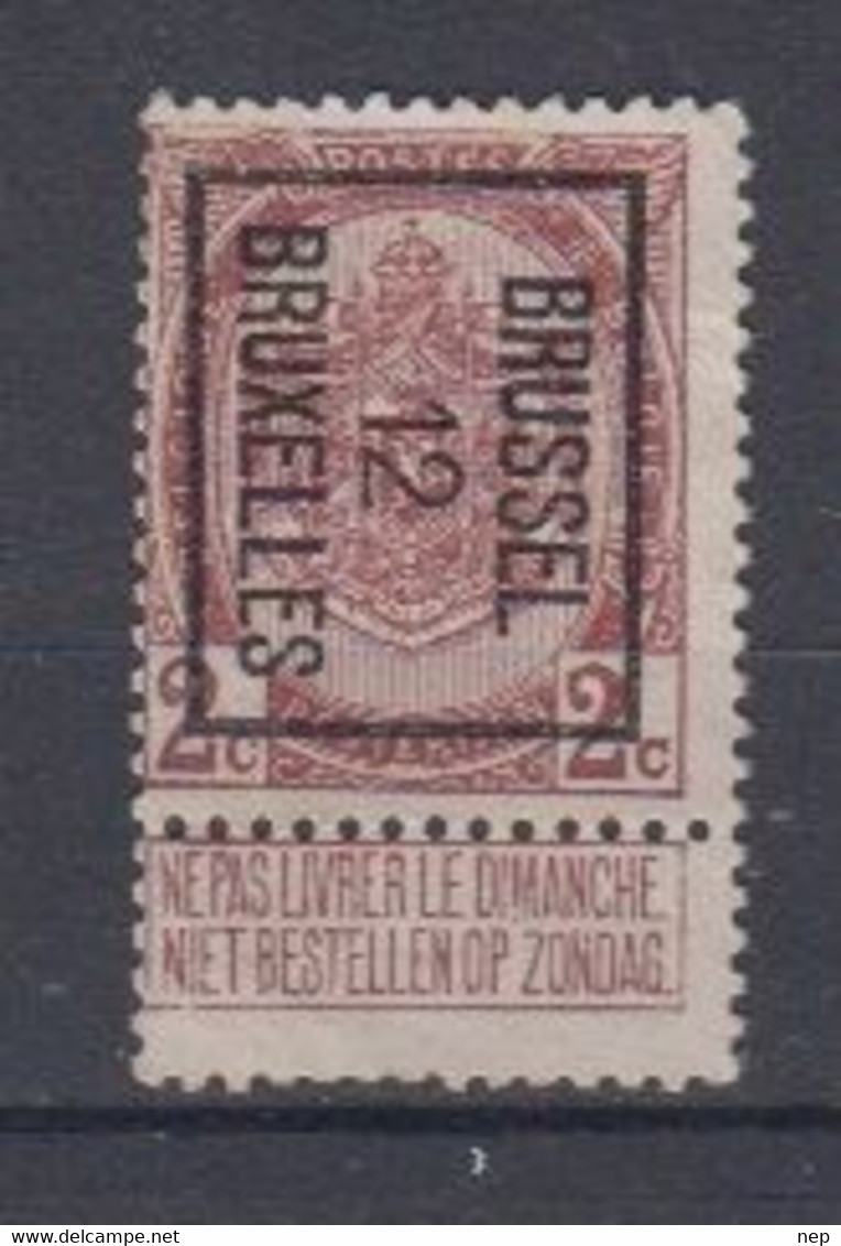 BELGIË - PREO - Nr 25 B - BRUSSEL 12  BRUXELLES - (*) - Typografisch 1906-12 (Wapenschild)
