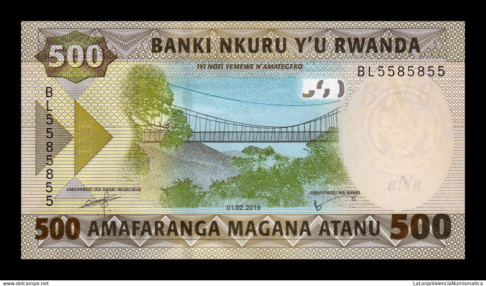 Ruanda Rwanda 500 Francs 2019 Pick 42 Capicua SC UNC - Rwanda