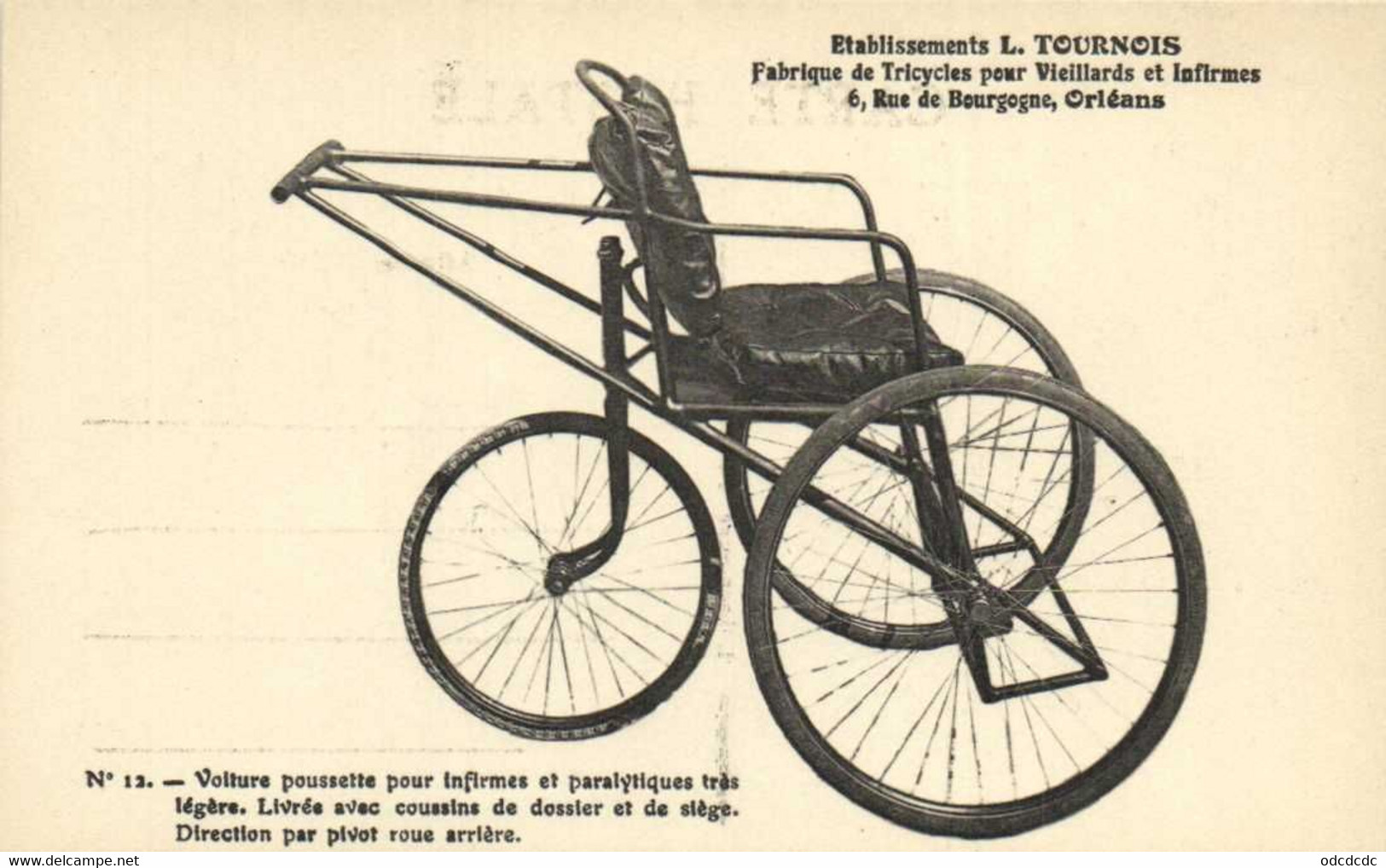 Etablissements L TOURNOIS  Fabrique De Tricycles Pour Vieillards Et Infirmes 6 Rue De Bourgogne Orleans Voiture Poussett - Orleans