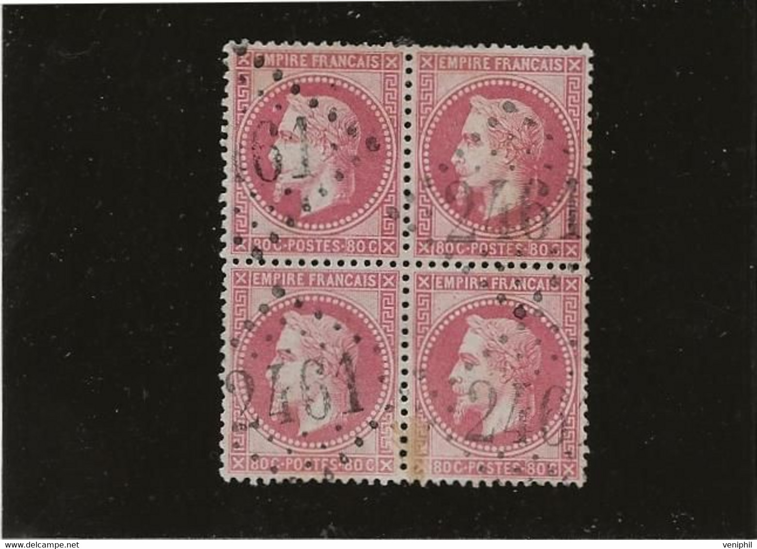 NAPOLEON III LAURE N° 32 BLOC DE 4 -OBLITERATION GROS CHIFFRES 2461-MONTFORT - L'AMAURY - COTE : 300 € - 1863-1870 Napoléon III Con Laureles