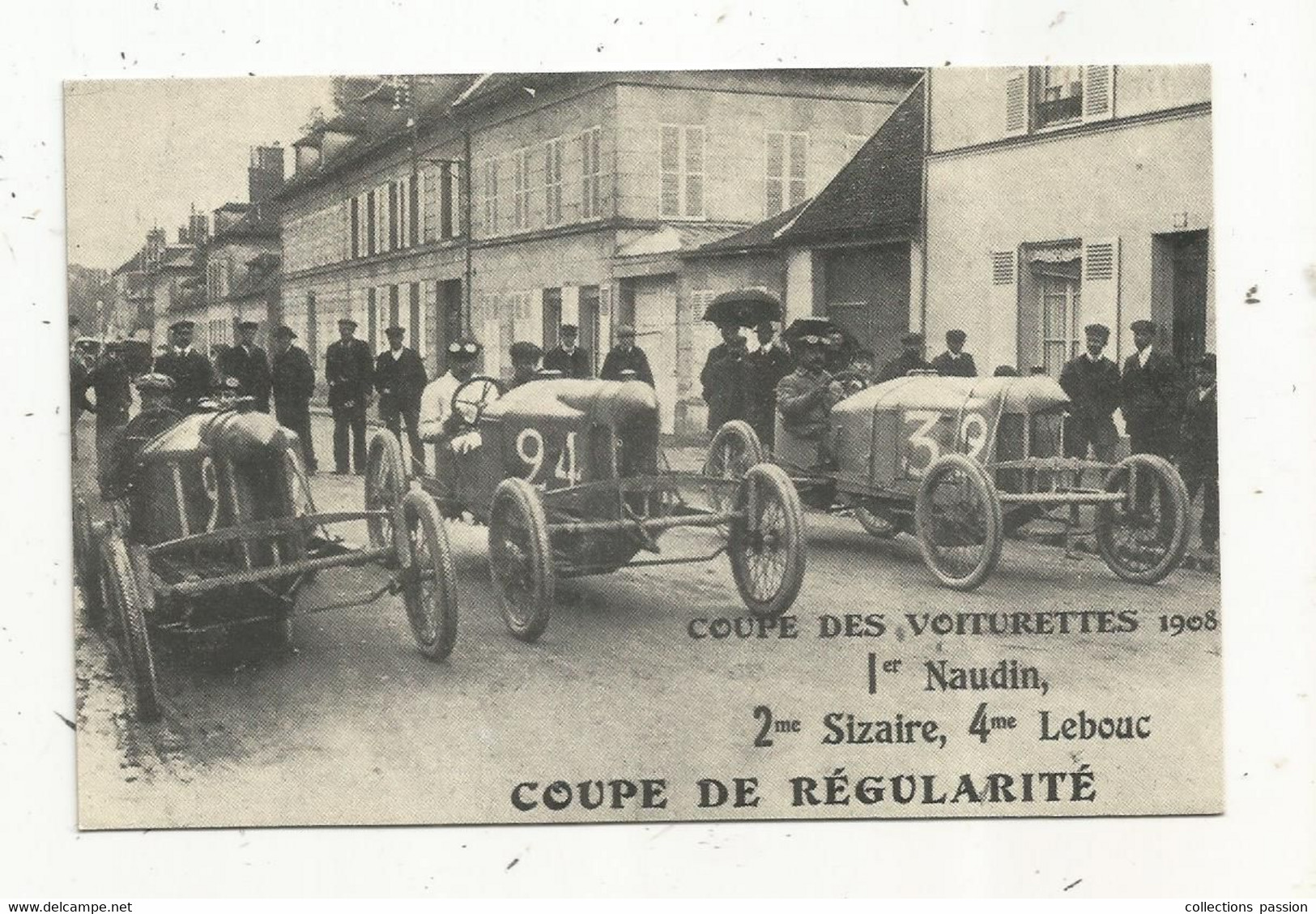 Cp, Reproduction, Sport Automobile , Coupe De La Régularité , Coupe Des Voiturettes , 1908 - Rallyes