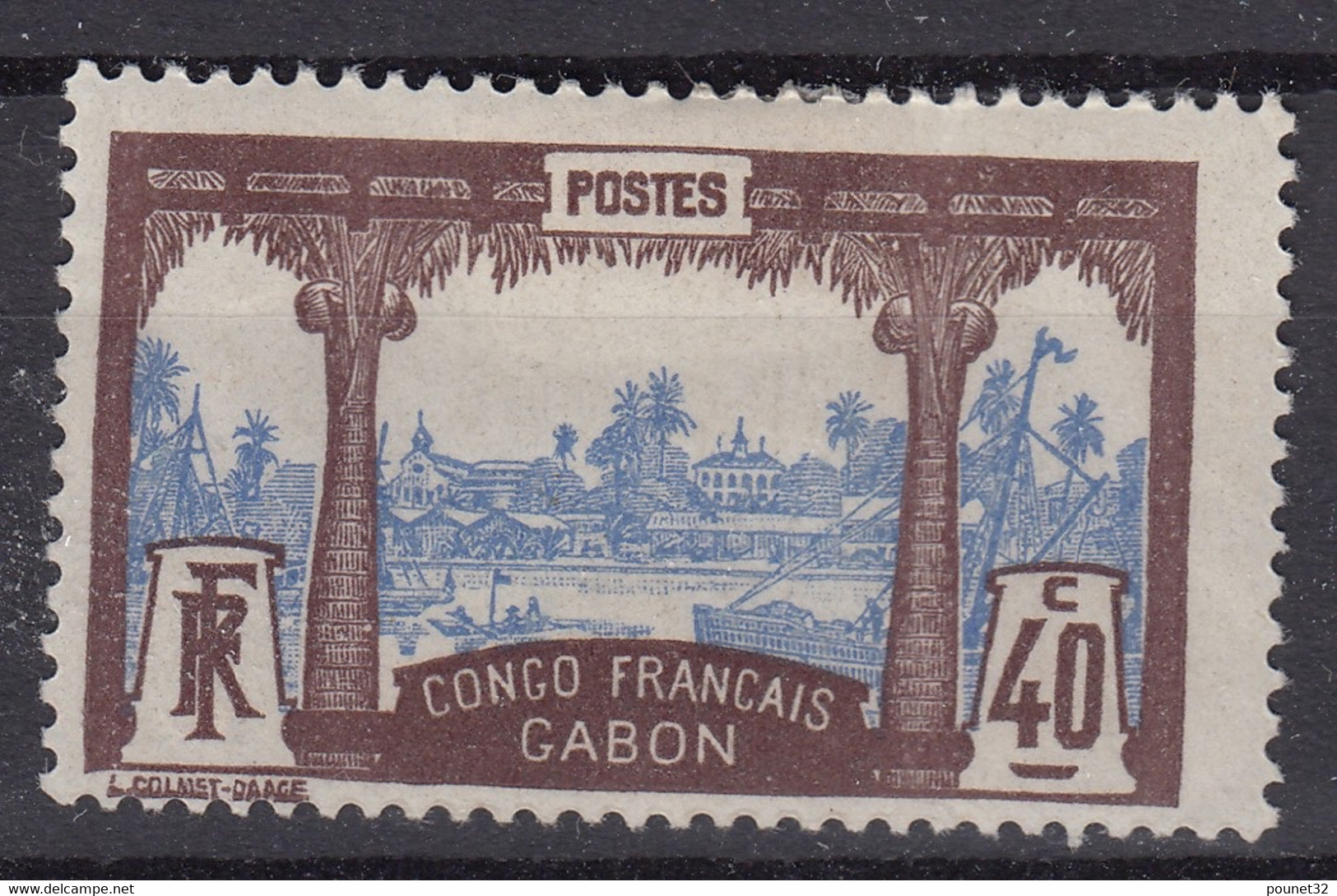 GABON : CONGO FRANCAIS 40c BRUN & BLEU N° 42 NEUF * GOMME AVEC CHARNIERE FORTE - Nuevos