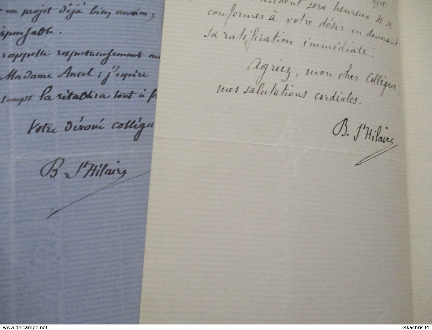 X2 LAS Autographes Signées B.ST HILAIRE 1873et 1886 Affaires Dont Remise De Peine De Garaudel La Voie Du Peuple D'Alger - Andere & Zonder Classificatie