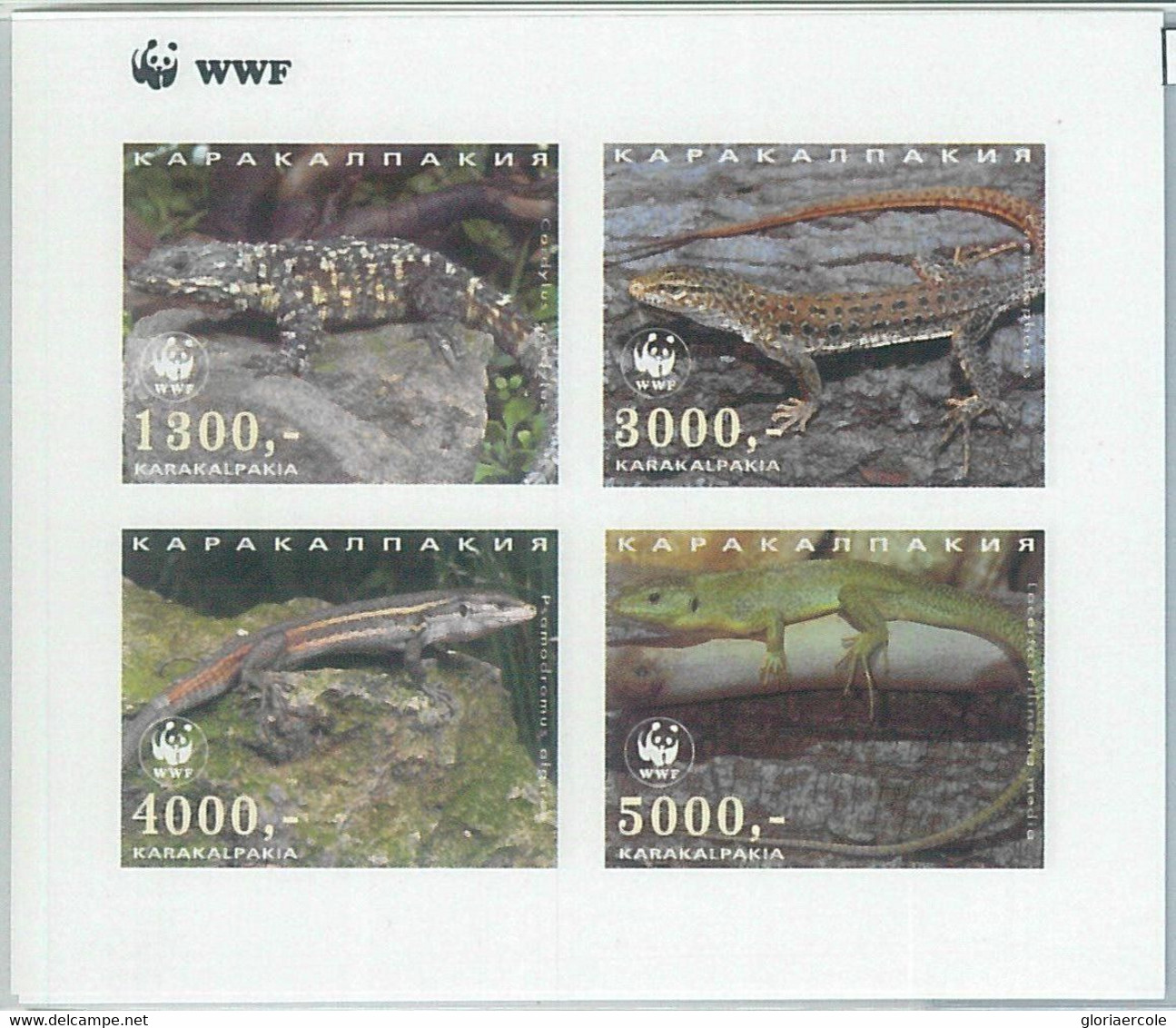 M1987 - RUSSIAN STATE, IMPERF SHEET: WWF, Lizards, Reptiles  R04.22 - Gebruikt