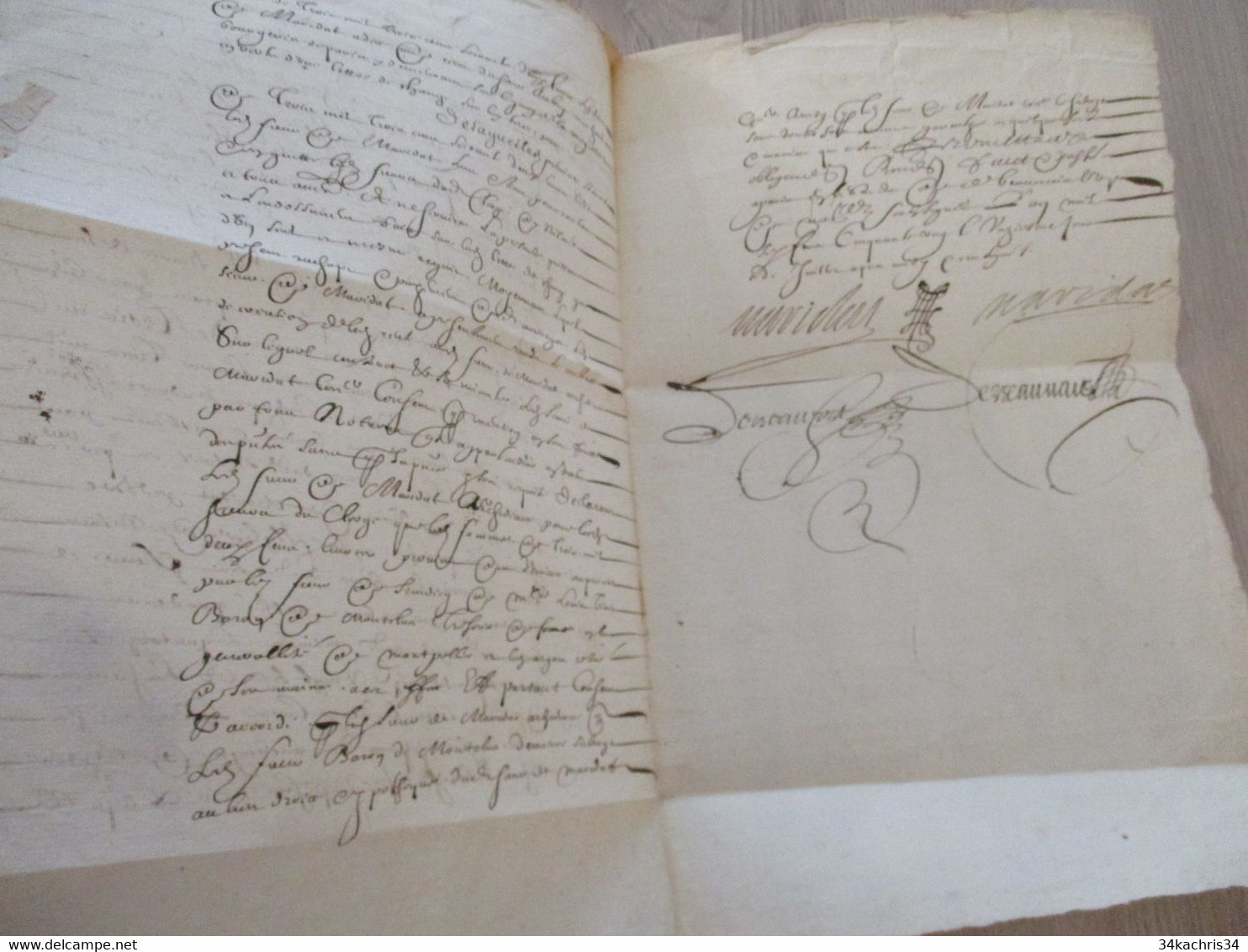 MARIDAT Pierre Et Louis Bibliophile Et Chanoine De Nîmes Acte Notarial Signé 1651 Certifiant Leurs Descendances - Other & Unclassified