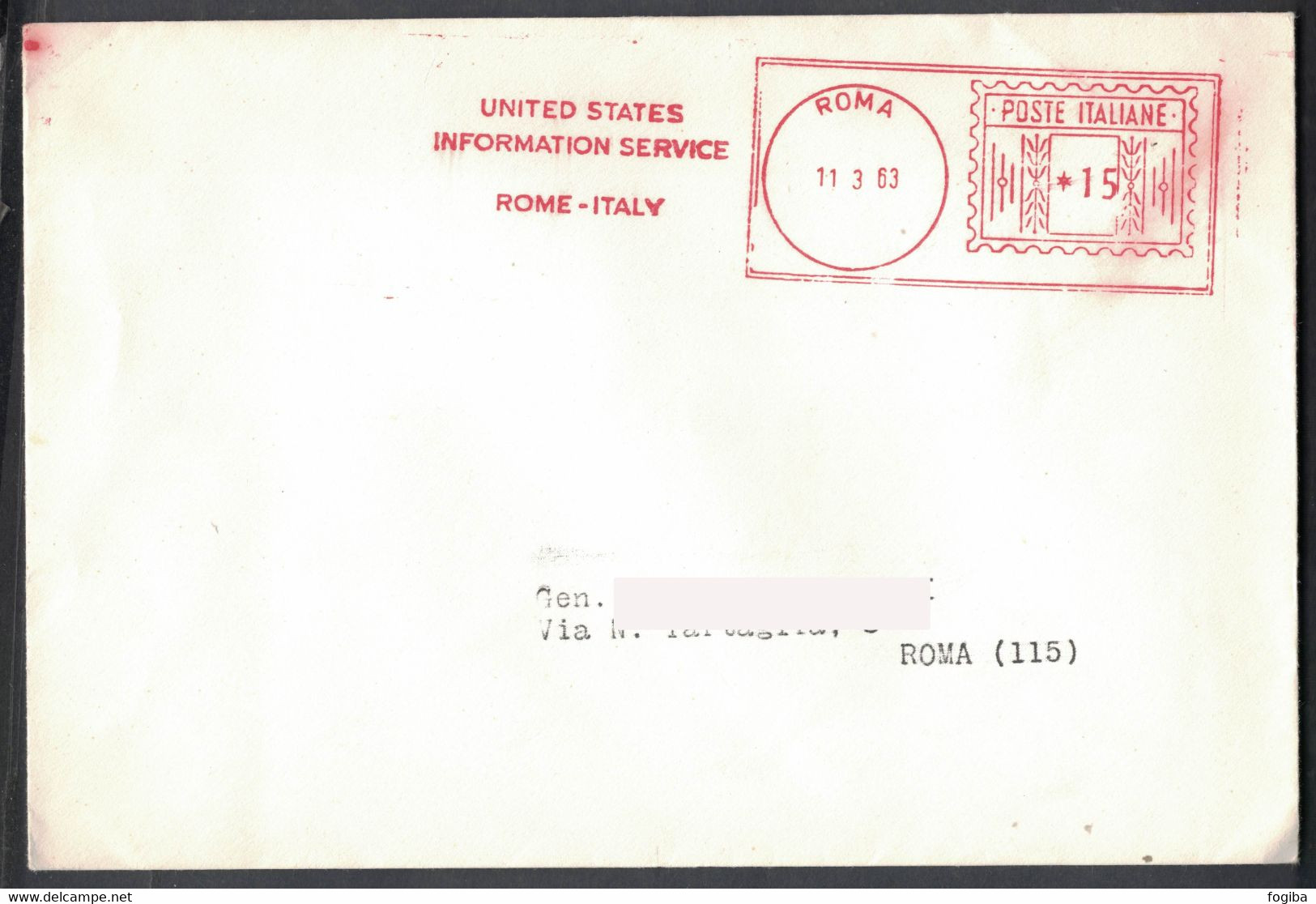 NB490    EMA, Red Meter 1983 Roma " UNITED STATES INFORMATION SERVICE Rome - Italy " - Macchine Per Obliterare (EMA)