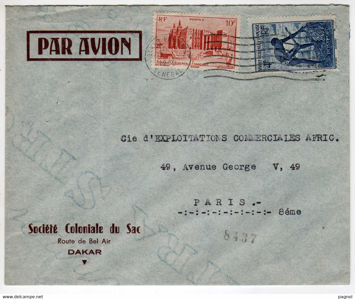 A.O.F. :  Lettre Par Avion - Cachet Dakar - Brieven En Documenten