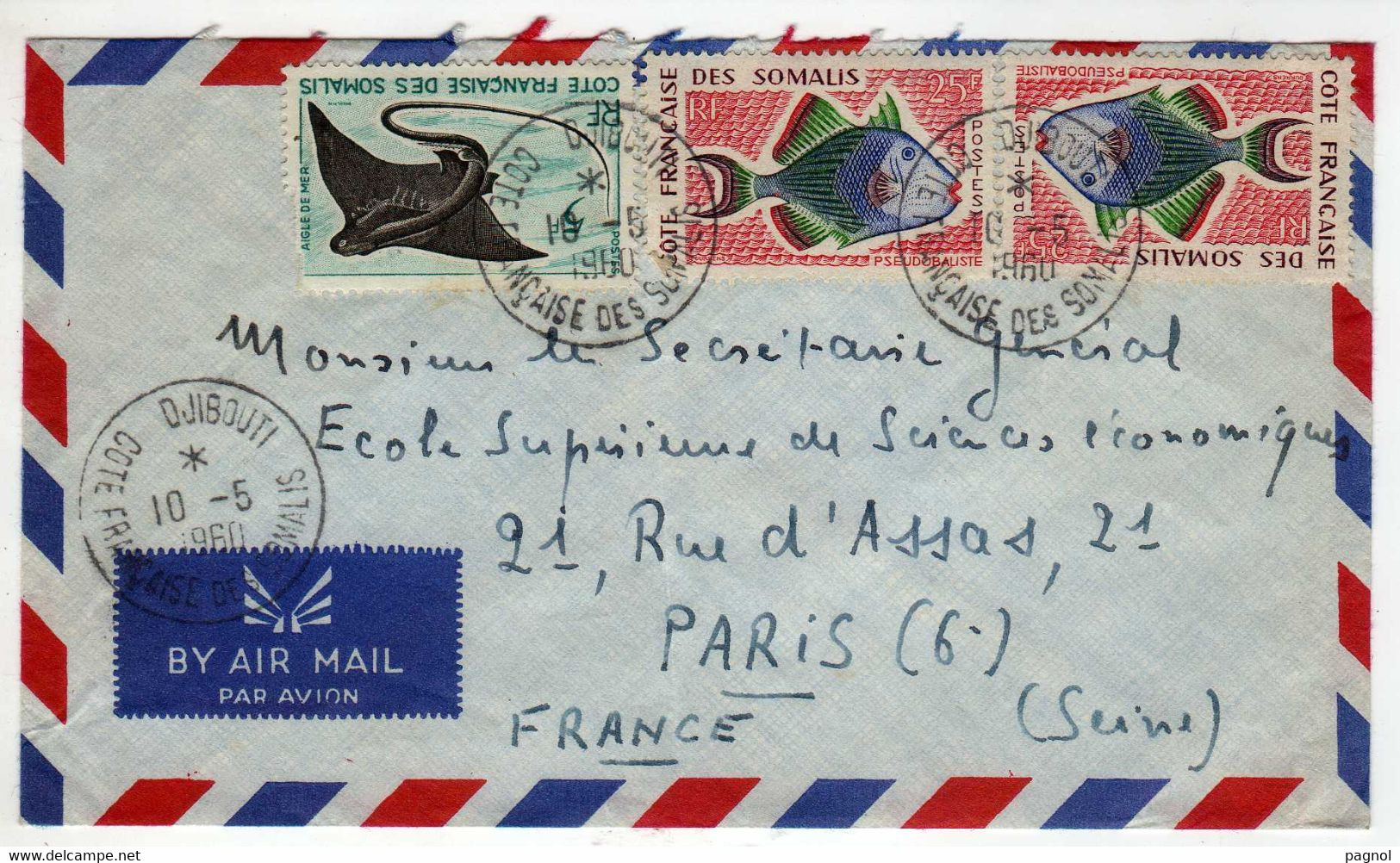 Cote Françaises Des Somalis. :  Lettre Par Avion - Cachet Djibouti - Briefe U. Dokumente