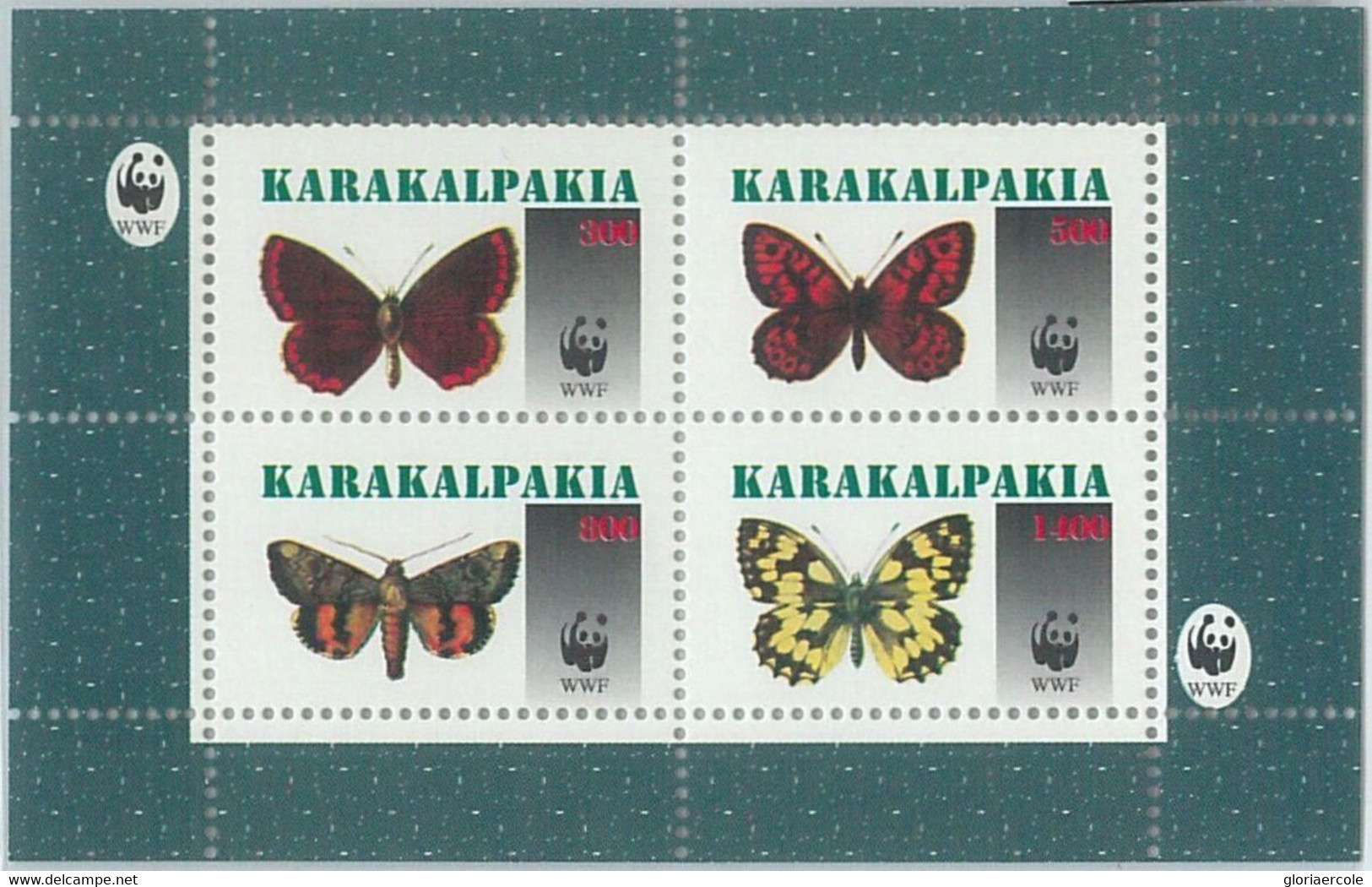 M2001 - RUSSIAN STATE, SHEET: WWF, Butterflies, Insects  R04.22 - Gebruikt