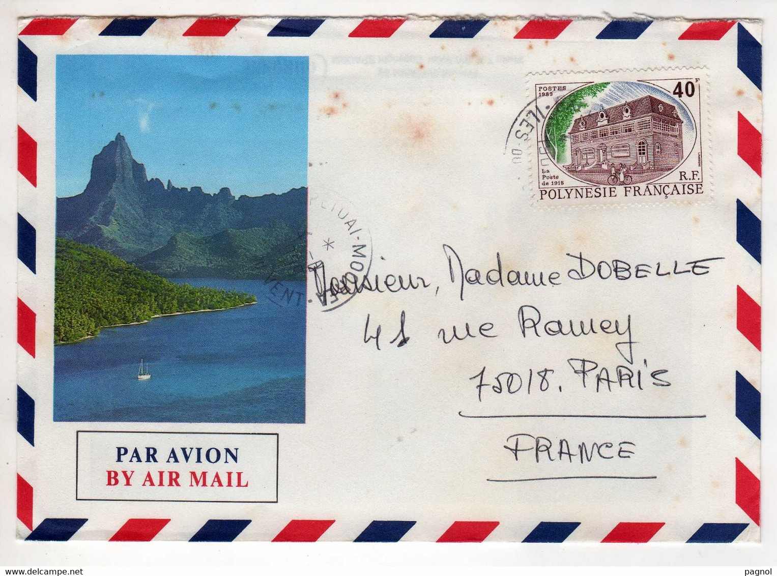 Tahiti :   Lettre Par Avion - Cachet  Mooréa - Tahiti