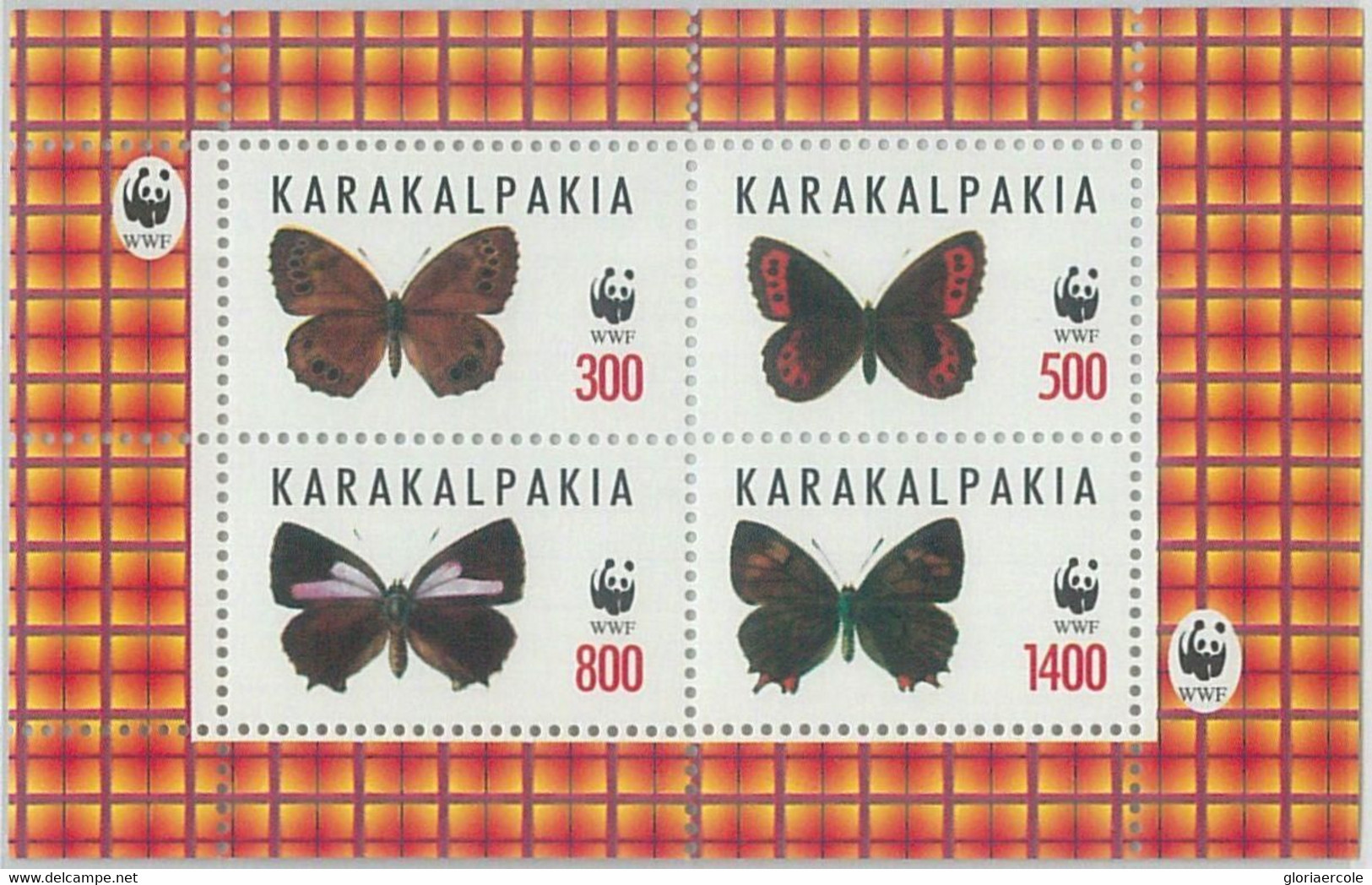 M2002 - RUSSIAN STATE, SHEET: WWF, Butterflies, Insects    R04.22 - Gebruikt