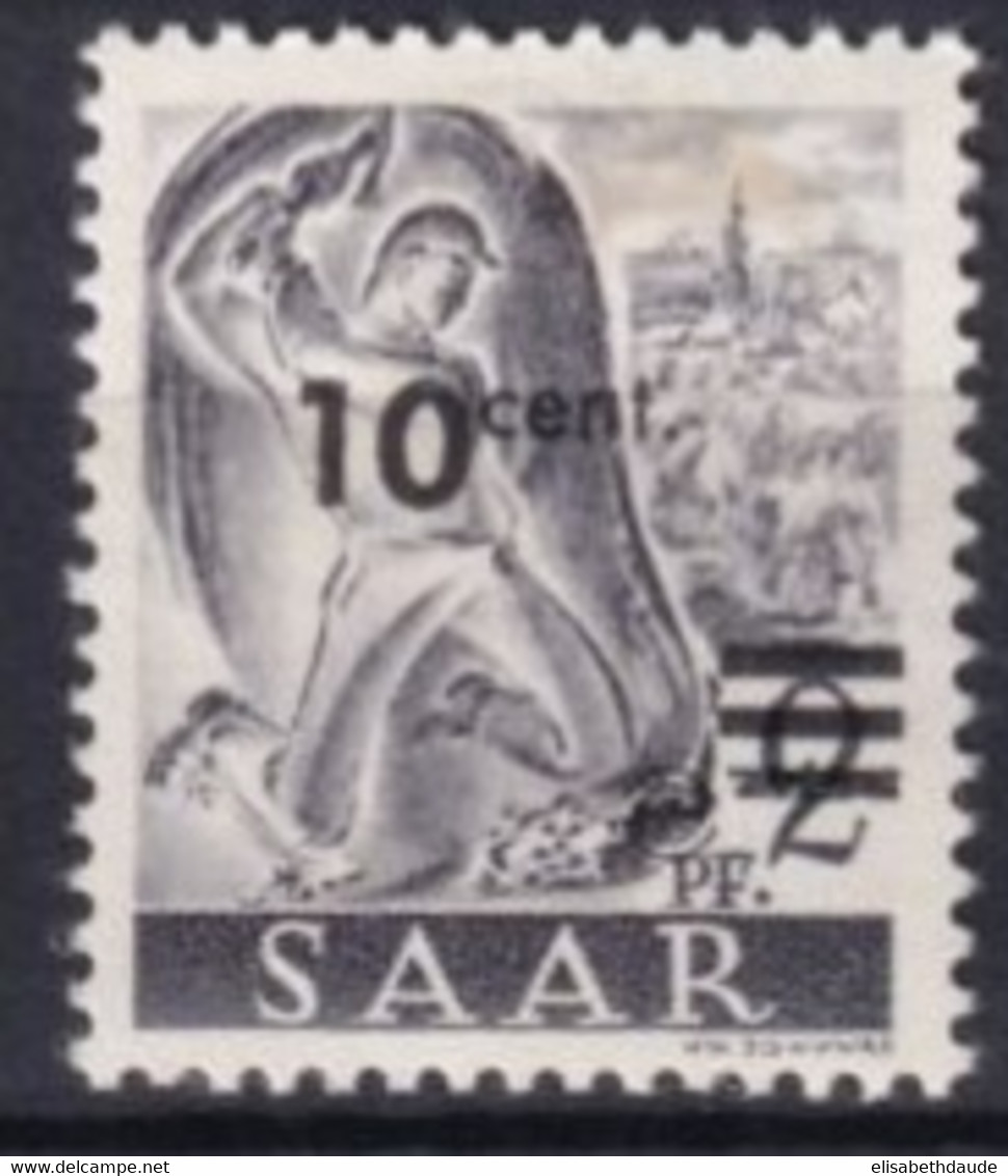 1947 - SARRE/SAAR - VARIETE IMPRESSION SURCHARGE RECTO-VERSO ! YVERT N°216 * MLH - Unused Stamps