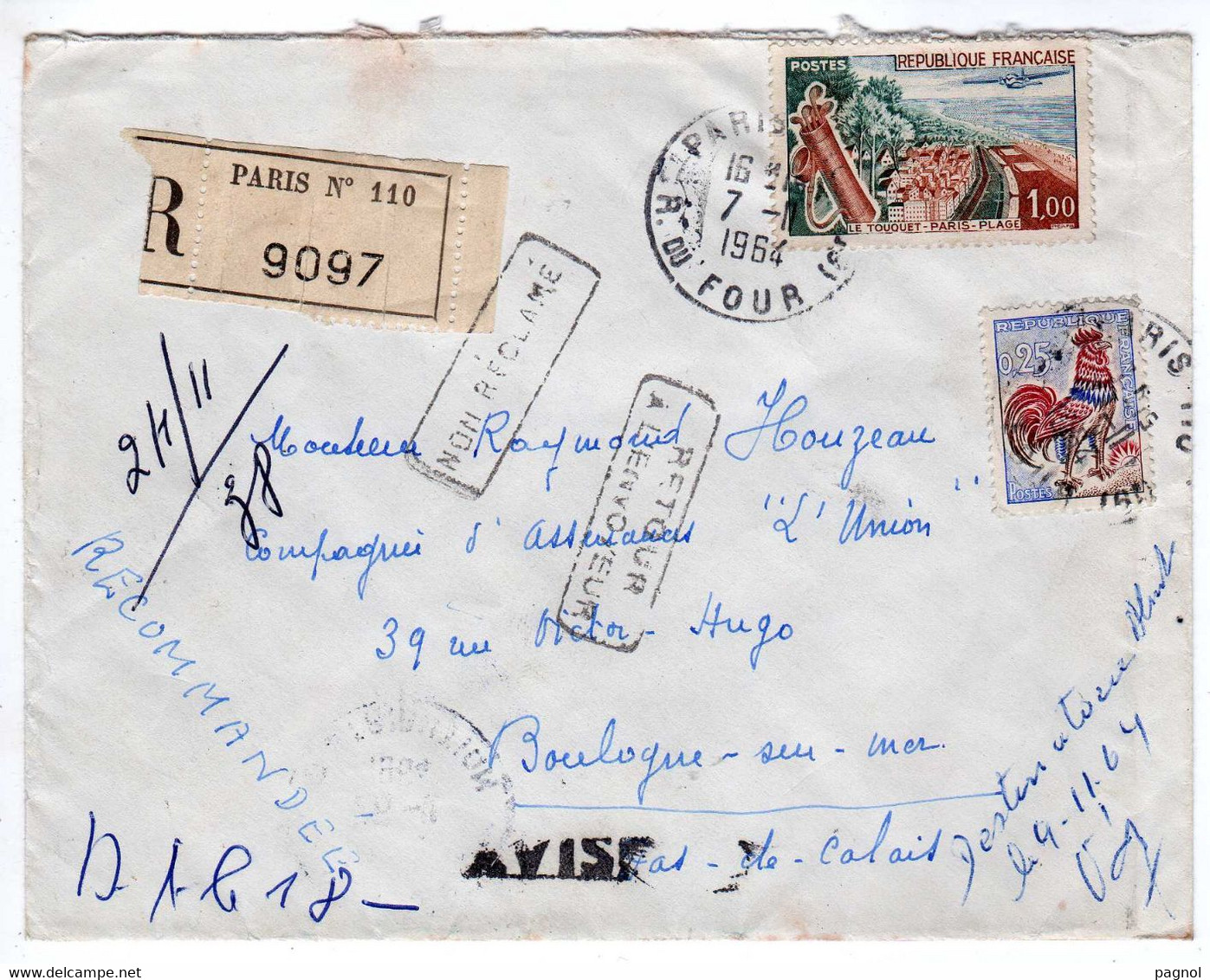 Lettre Recommandée Paris N°110 ( Non Réclamé - Retour à L'envoyeur ) - 1961-....