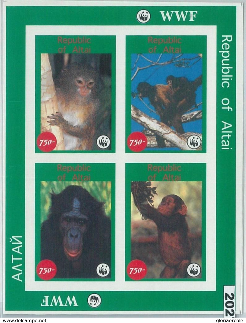 M2027 - RUSSIAN STATE, MINIATURE SHEET: WWF, Monkeys, Fauna  R04.22 - Gebruikt