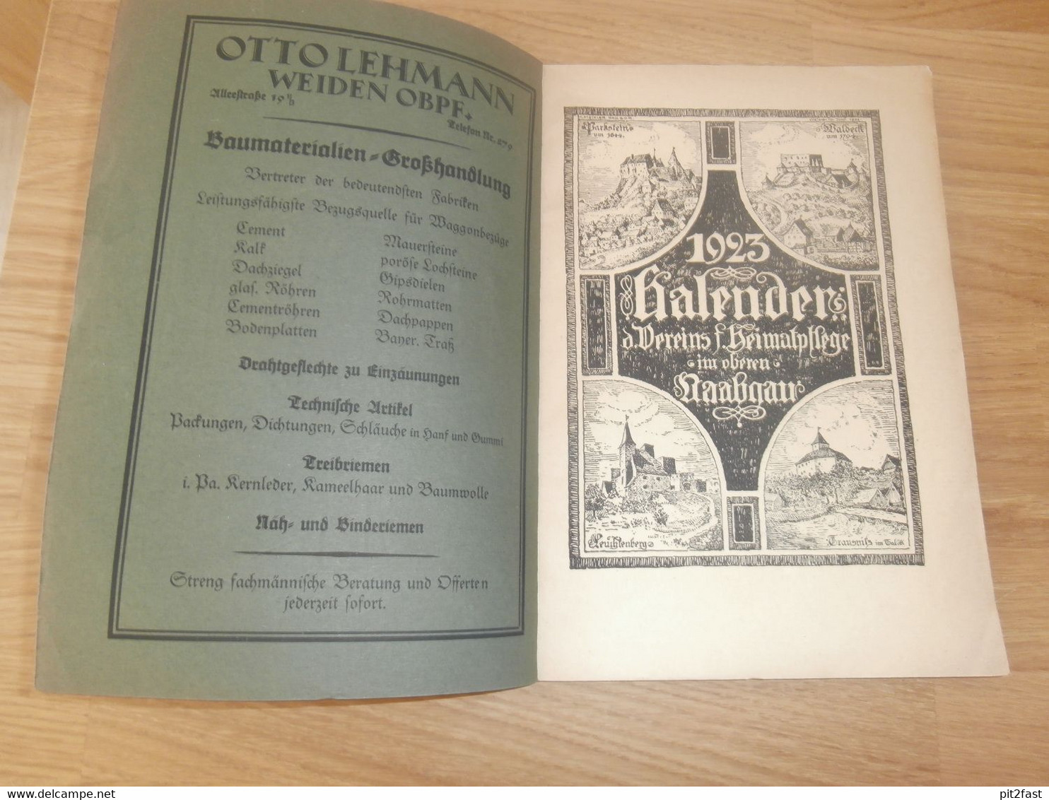 Kalender - Naabgau 1923 , Heimatpflege , Weiden , Ahnen , Ahnenforschung , Heimatkalender !!! - Raritäten