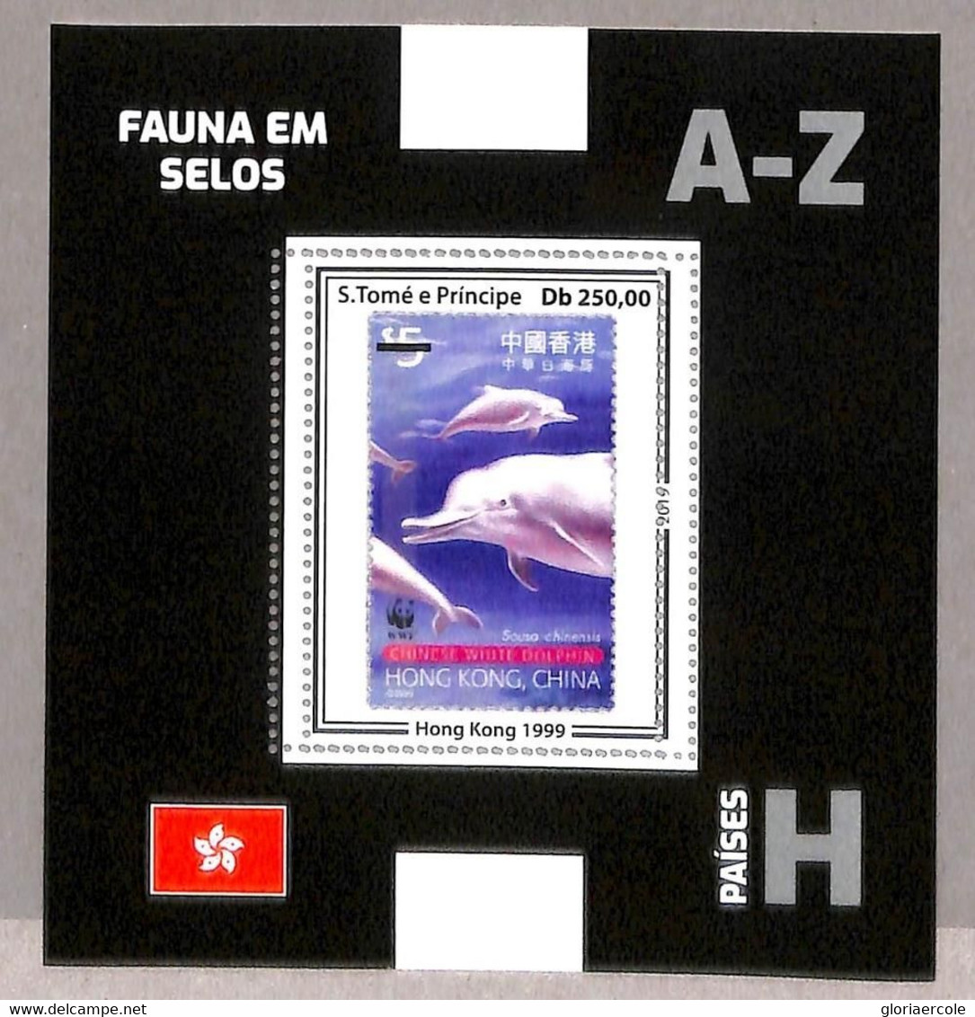 A4482 - SAO TOME & PRINCIPE- ERROR MISPERF Souvenir Sheet: 2019, Dolphins, WWF  R04.22 - Gebruikt