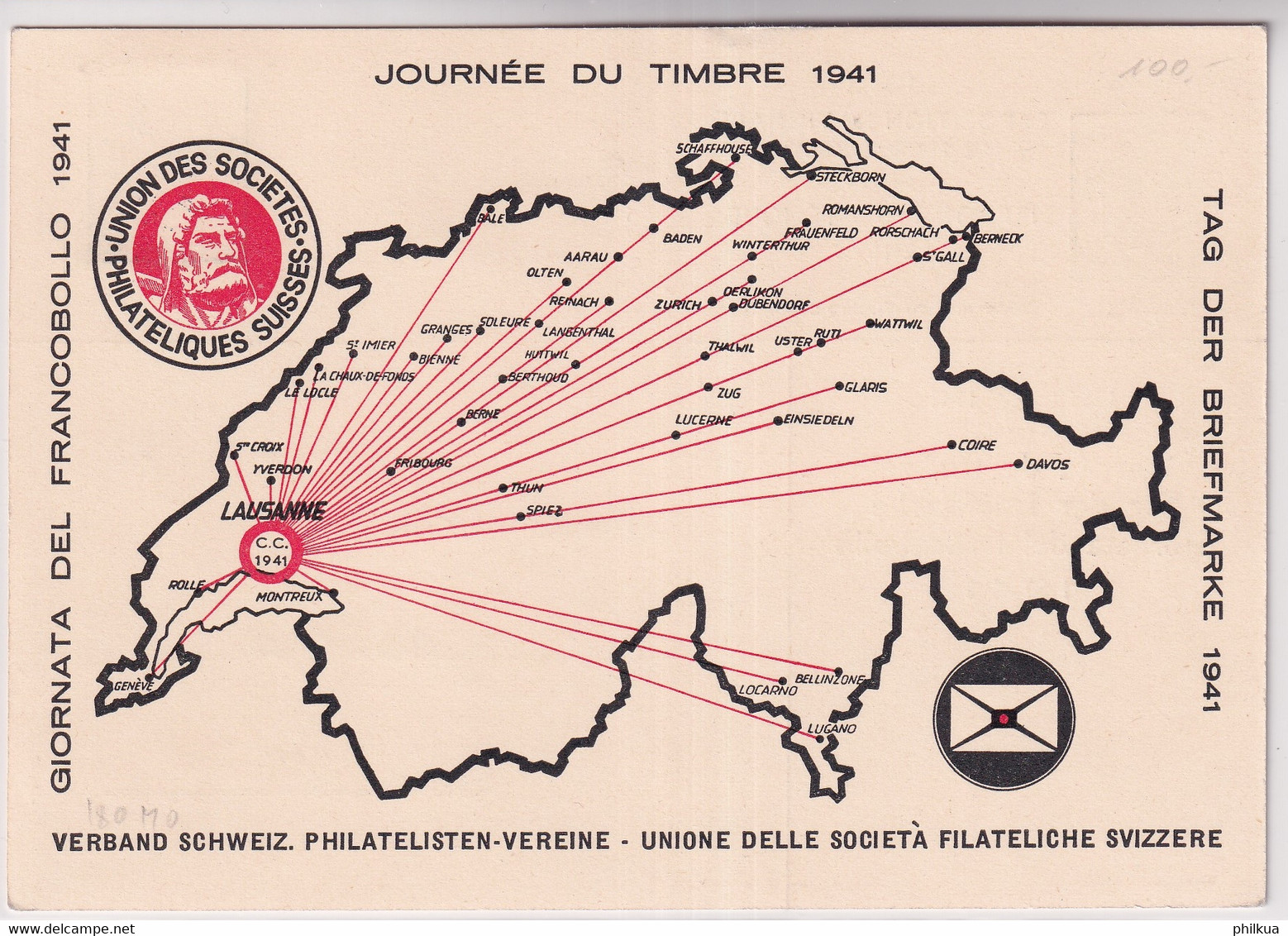 Schweiz - 1941 Tag Der Briefmarke / Journée Nationale Du Timbre -ZÜRICH - Exposition Nationale Genève - Journée Du Timbre