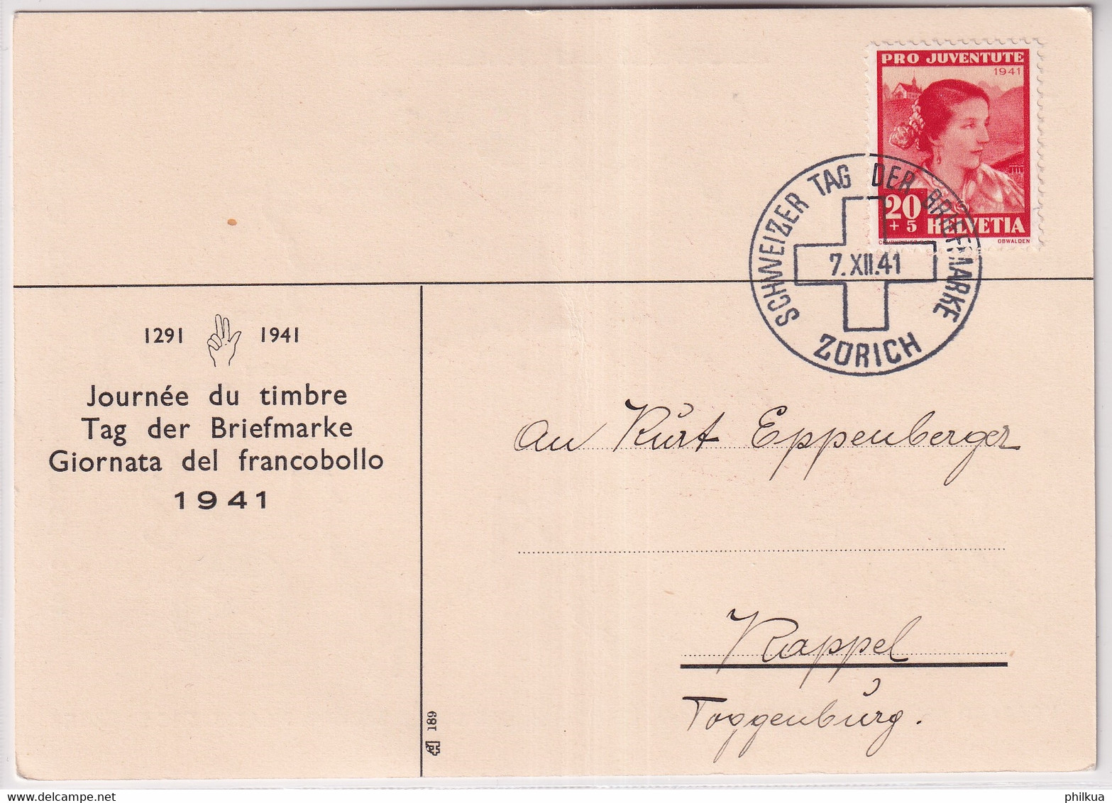 Schweiz - 1941 Tag Der Briefmarke / Journée Nationale Du Timbre -ZÜRICH - Giornata Del Francobollo