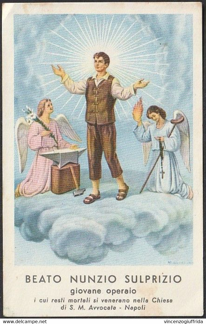 HOLY CARD -SANTINO, BEATO NUNZIO SULPRIZIO, NAPOLI, 1963, Cm 11,50x 7,50 Ca .perfetto - Santons