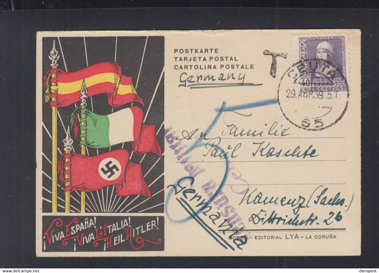 Spanien Espana PK 1939 Viva Espana Ceuta - Cartas & Documentos