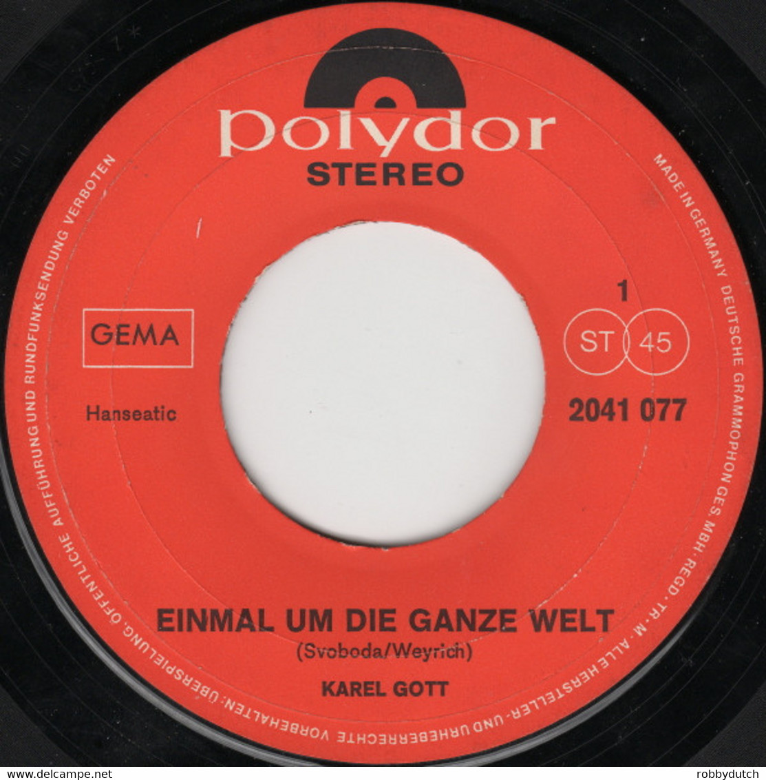 * 7" * Karl Gott - Einmal Un Die Ganze Welt (germany 1970 EX!!) - Otros - Canción Alemana