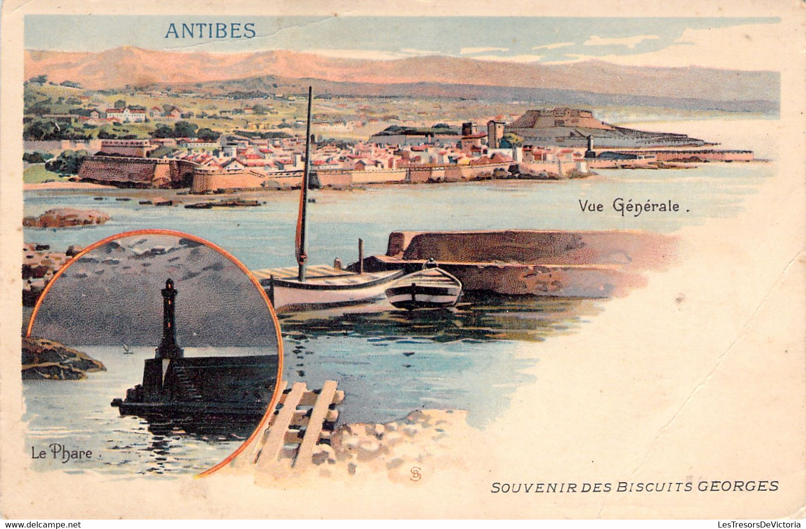 CPA Antibes - Souvenir Des Biscuits Georges - Carte Non Voyagé - Dos Non Divisé - Gruss Aus.../ Gruesse Aus...