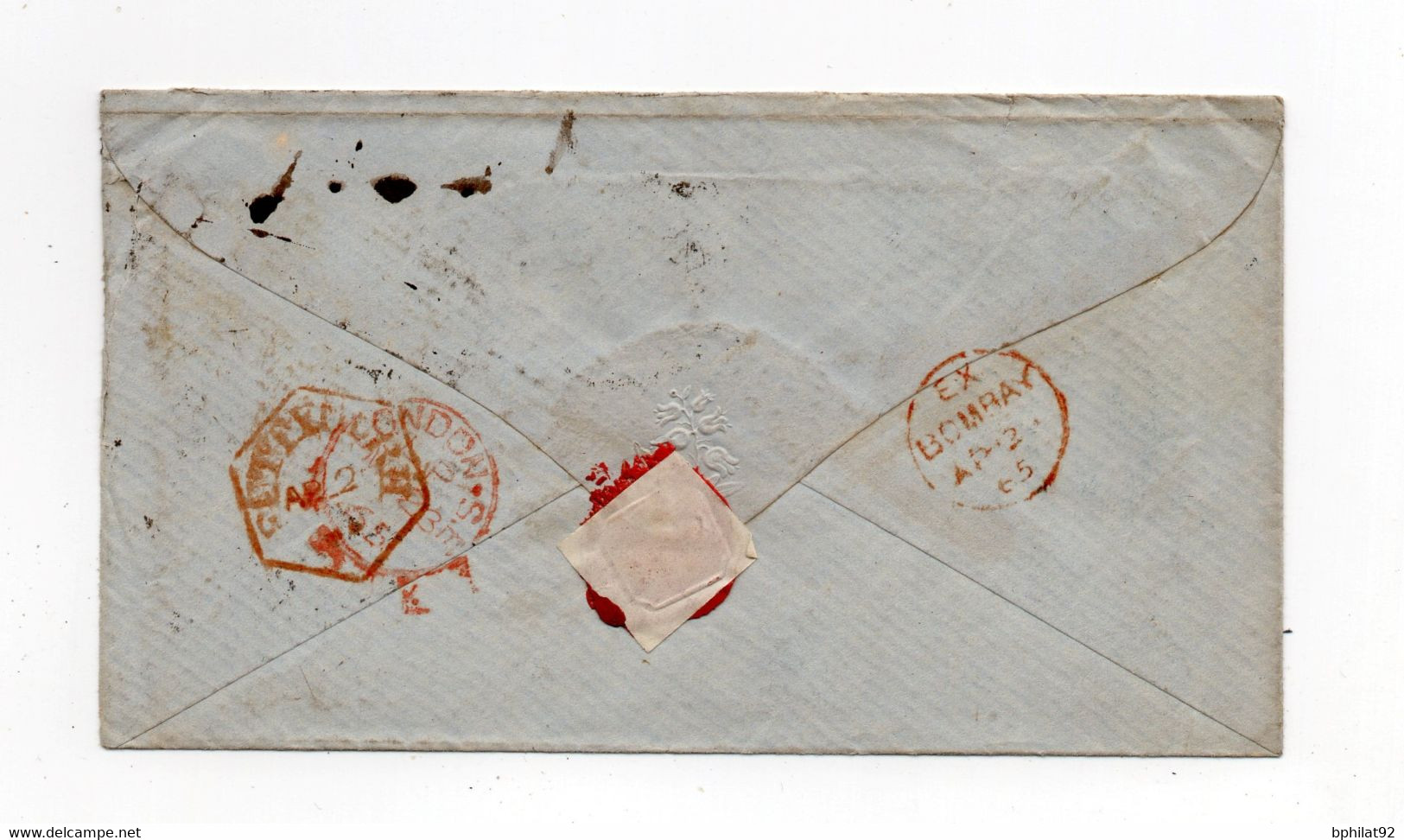 !!! INDE ANGLAISE, LETTRE DE SHAJEHANPORE DE 1865 POUR LONDRES, AFFRANCH TRICOLORE. ARCHIVE CLARKE - 1858-79 Compagnie Des Indes & Gouvernement De La Reine