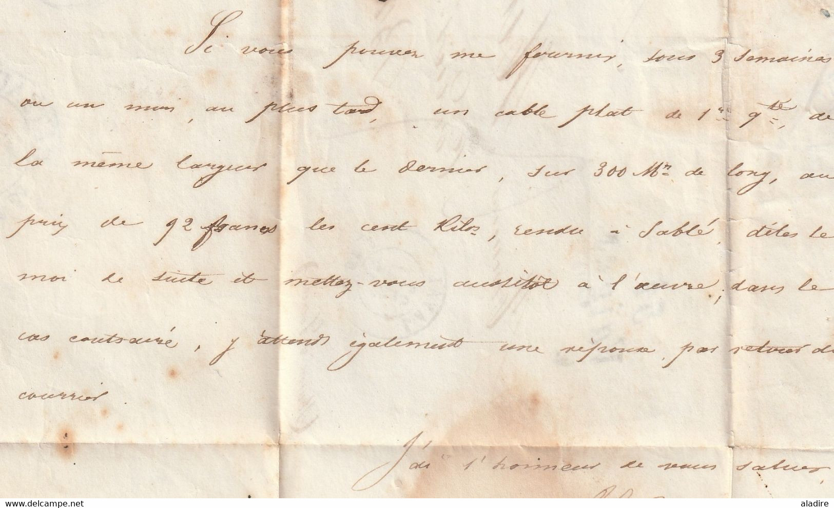 1845 - Cursive 51 VAIGES sur Lettre des mines d'anthracite de la Bazouge de Chéméré vers Briolhay près Angers