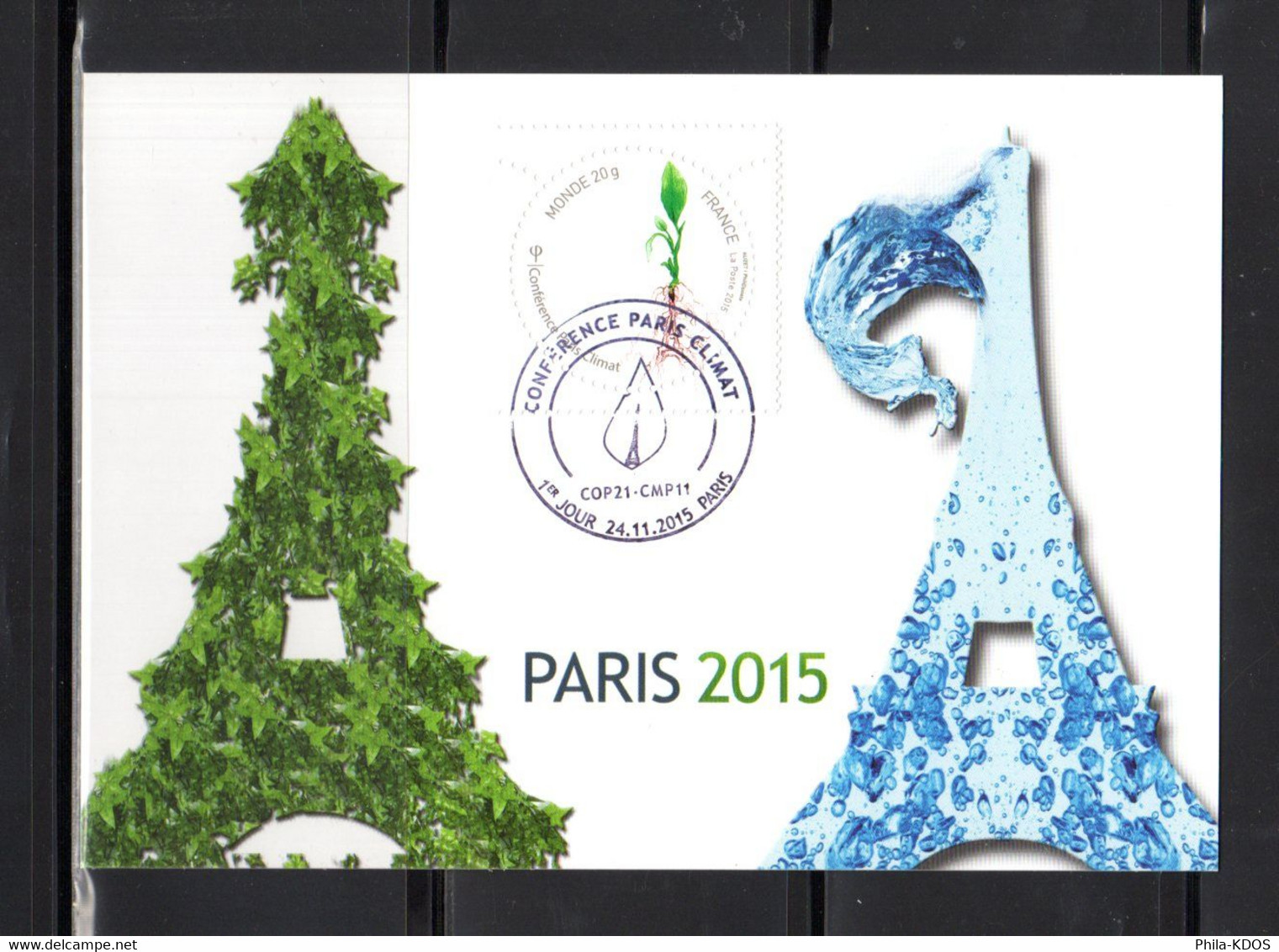 &#9989; 2015 " COP 21 : CONFERENCE PARIS CLIMAT " Sur Carte Maximum N° YT 5012. Parfait état CM - Environment & Climate Protection