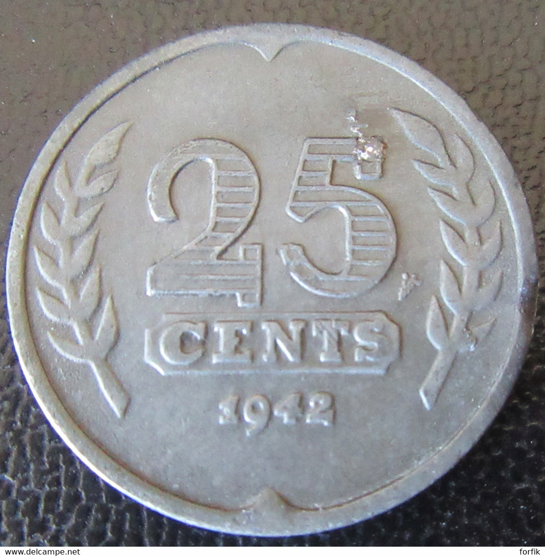 Pays-Bas / Nederland - Monnaies 25 Cents Wilhelmina 1942 En Zinc - 25 Cent