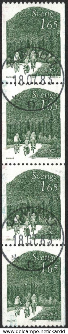 Sweden - Facit #1247 LYX / PRAKTstämplat 4-strip ÄLMHULT 18.07.83 - 1930- ... Rollen II
