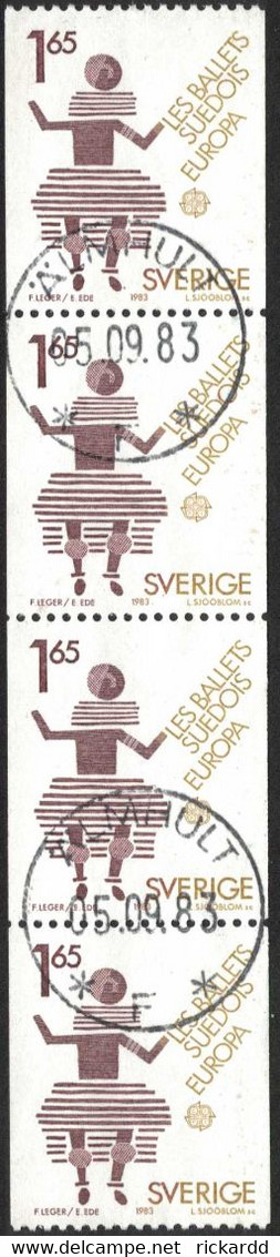 Sweden - Facit #1254 LYX / PRAKTstämplat 4-strip ÄLMHULT 05.09.83 - 1930- ... Rollen II