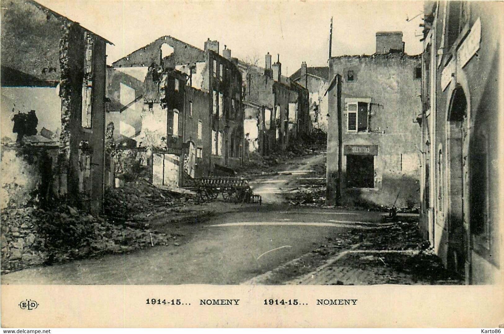 Nomény * Une Rue De La Ville * Ww1 War Guerre 14/18 * En 1914 1915 * Cachet Au Dos 3ème Compagnie Ouvriers Aviation - Nomeny