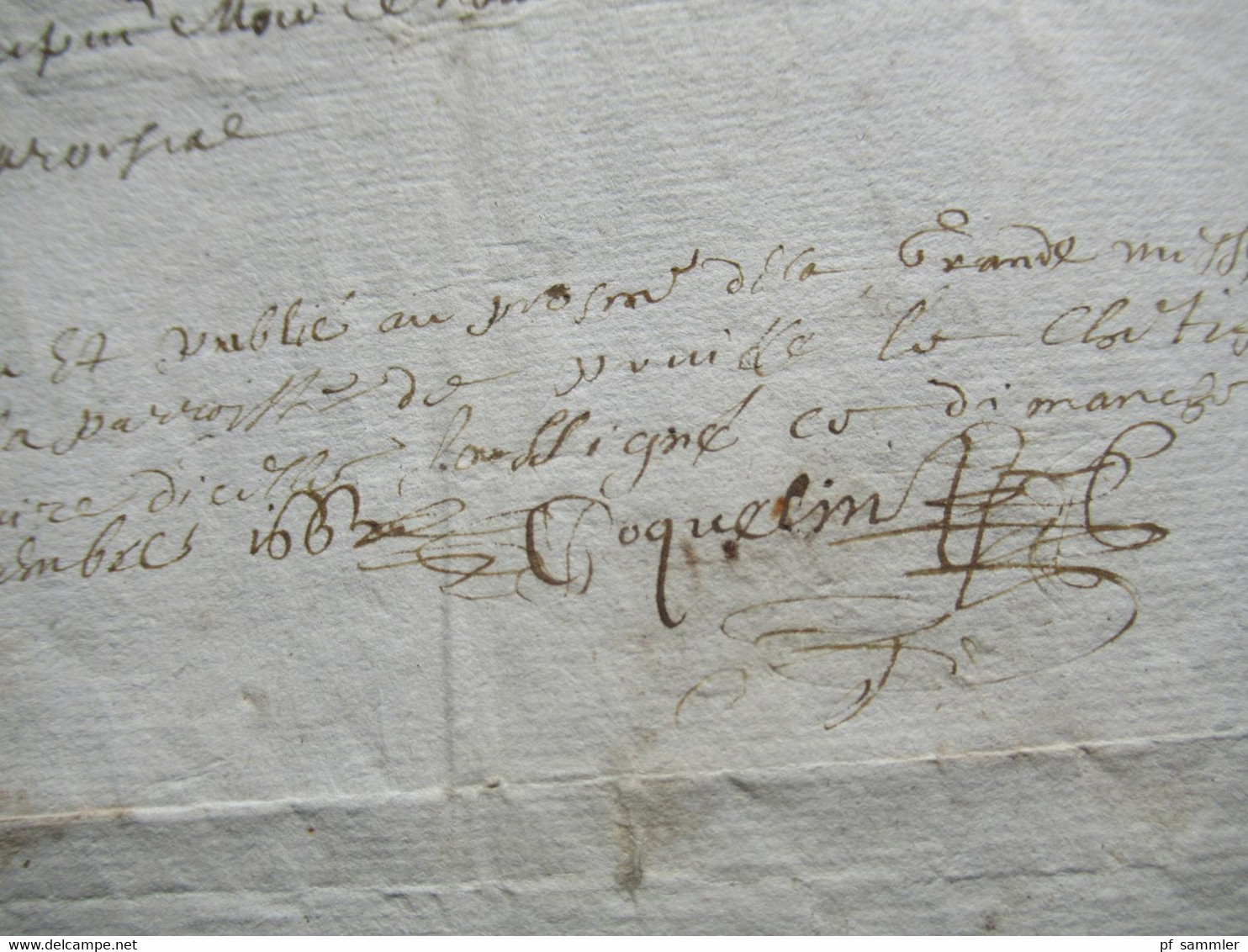 Frankreich Brief / Dokument aus dem Jahr 1662 / 17. Jahrhundert Faltbrief mit Inhalt und Schnörkelunterschrift