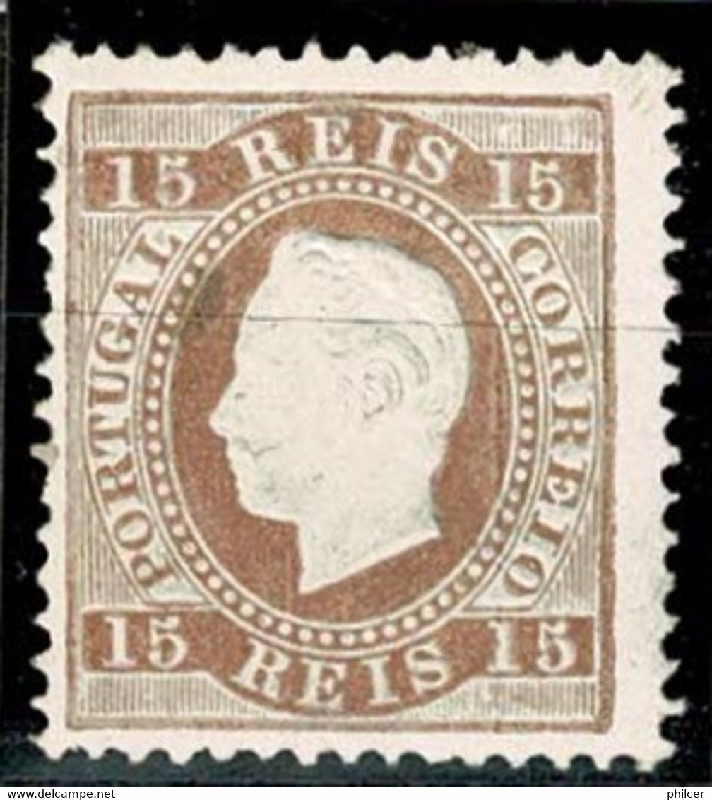 Portugal, 1870/6, # 38e Dent. 12 3/4, Tipo I, Papel Porcelana, MH - Neufs