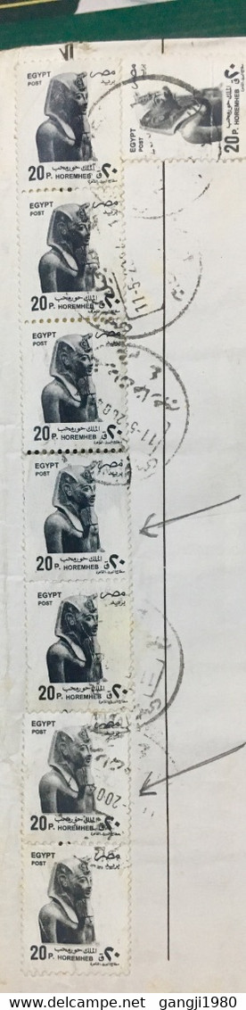 EGYPT 2004, HOREMHEB  PRINT VERIETY, BIRD,SAMEERA MOUSSA ,24 STAMPS REGISTER COVER TO INDIA