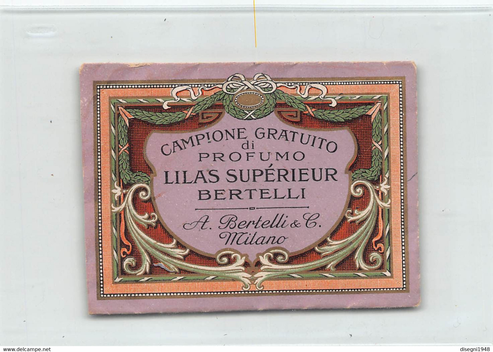 011497 "MILANO - A. BERTELLI & C. - CAMPIONE GRATUITO PROFUMO LILAS SUPERIEUR" BUSTINA CHIUSA-CAMPIONCINO PROFUMATO - Echantillons (tubes Sur Carte)