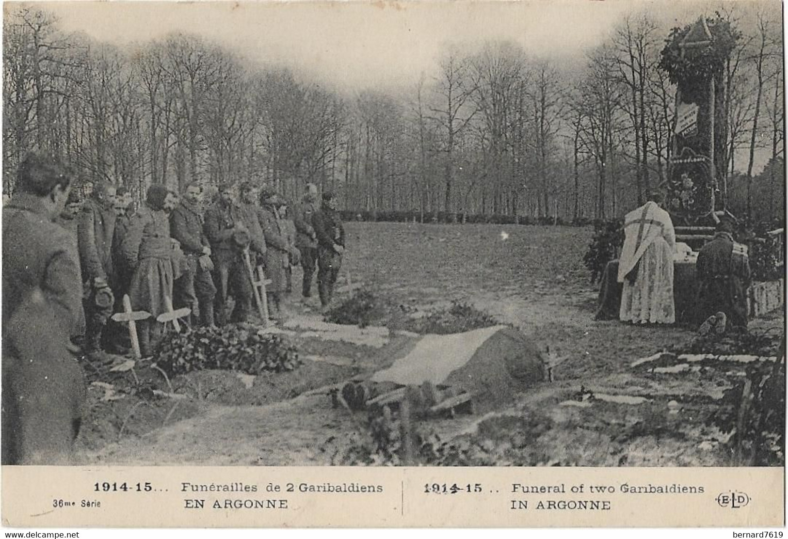 Champagne - Ardenne  -  Guerre 1914 - 1915  -  Funerailles De 2 Garibaldiens En Argonne - Champagne - Ardenne