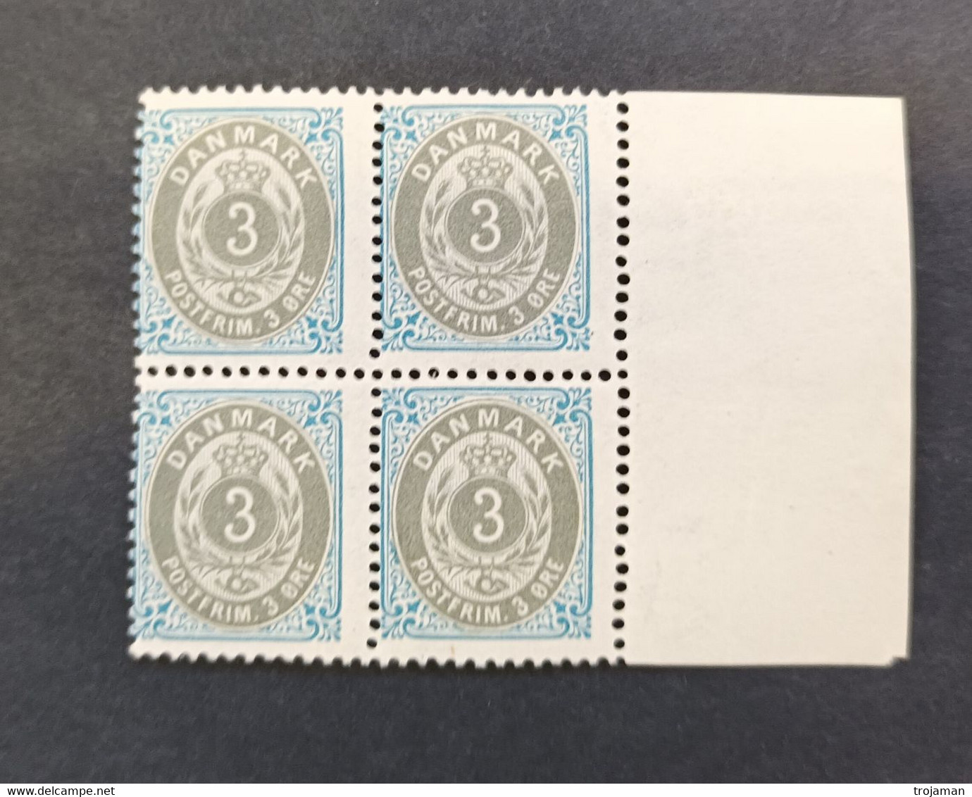 EX-PR-22-04 DANEMARK 4 STAMPS IN BLOCK 0F FOUR   MICHEL # 22IIYBb  MNH** = 120 Euro Minimum. - Unused Stamps