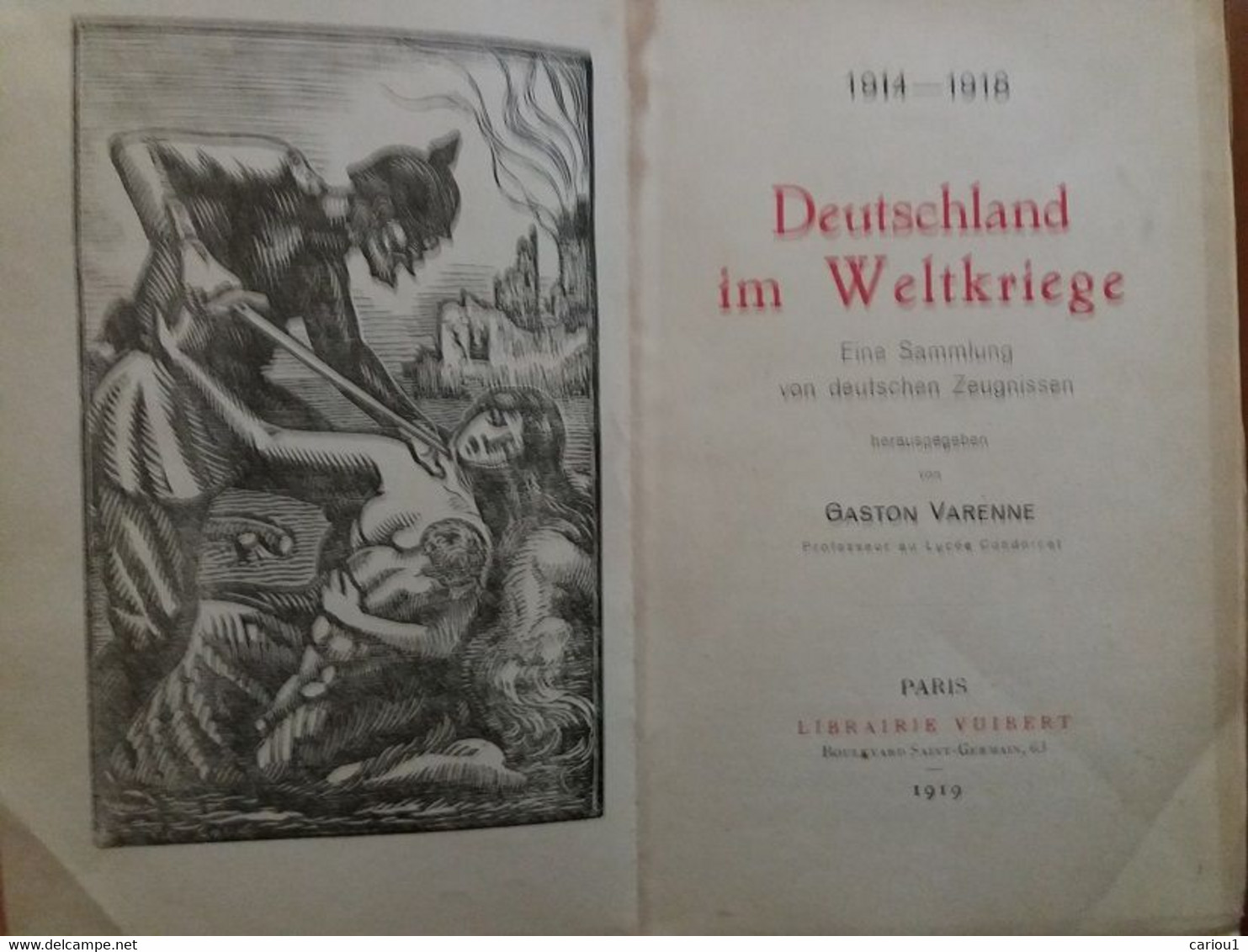 C1  14 18 ALLEMAGNE Varennne DEUTSCHLAND IM WELTKRIEGE 1919 Anthologie En Allemand Port Inclus France - Allemand