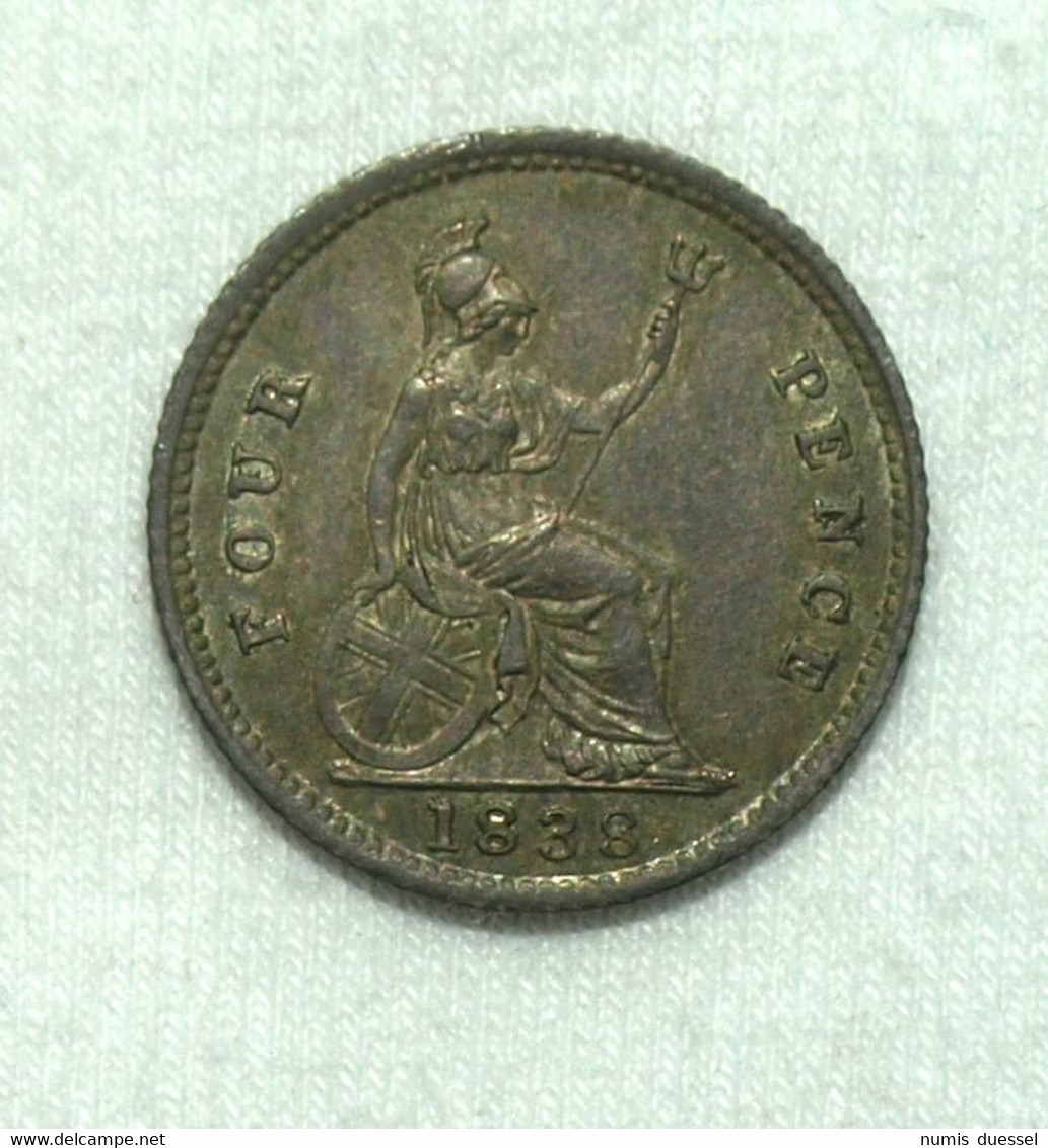 Silber/Silver Großbritannien/Great Britain Victoria Young Head, 1838, 4 Pence UNC - Andere & Zonder Classificatie