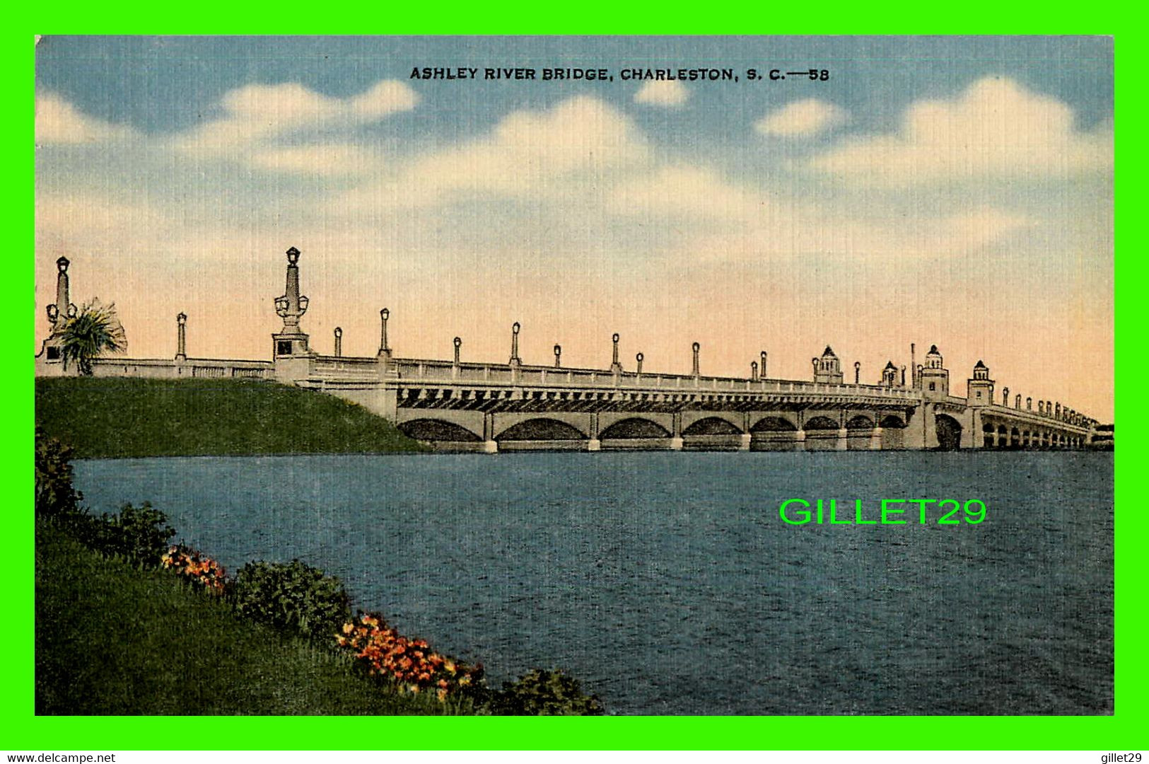 CHARLESTON, SC - ASHLEY RIVER BRIDGE - PUB. BY F.J. MARTSCHINK CO - - Charleston