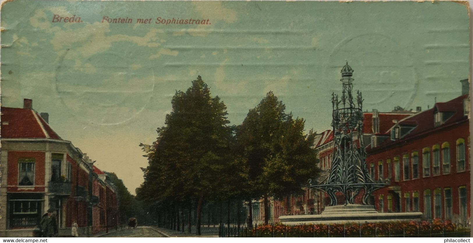 Breda (N - Br.)  Fontein  Met Sophiastraat 1914 - Breda