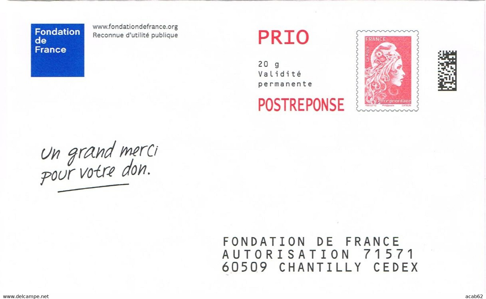 France. Entier Postal Réponse. Marianne L'Engagée. Fondation De France - Listos A Ser Enviados: Respuesta