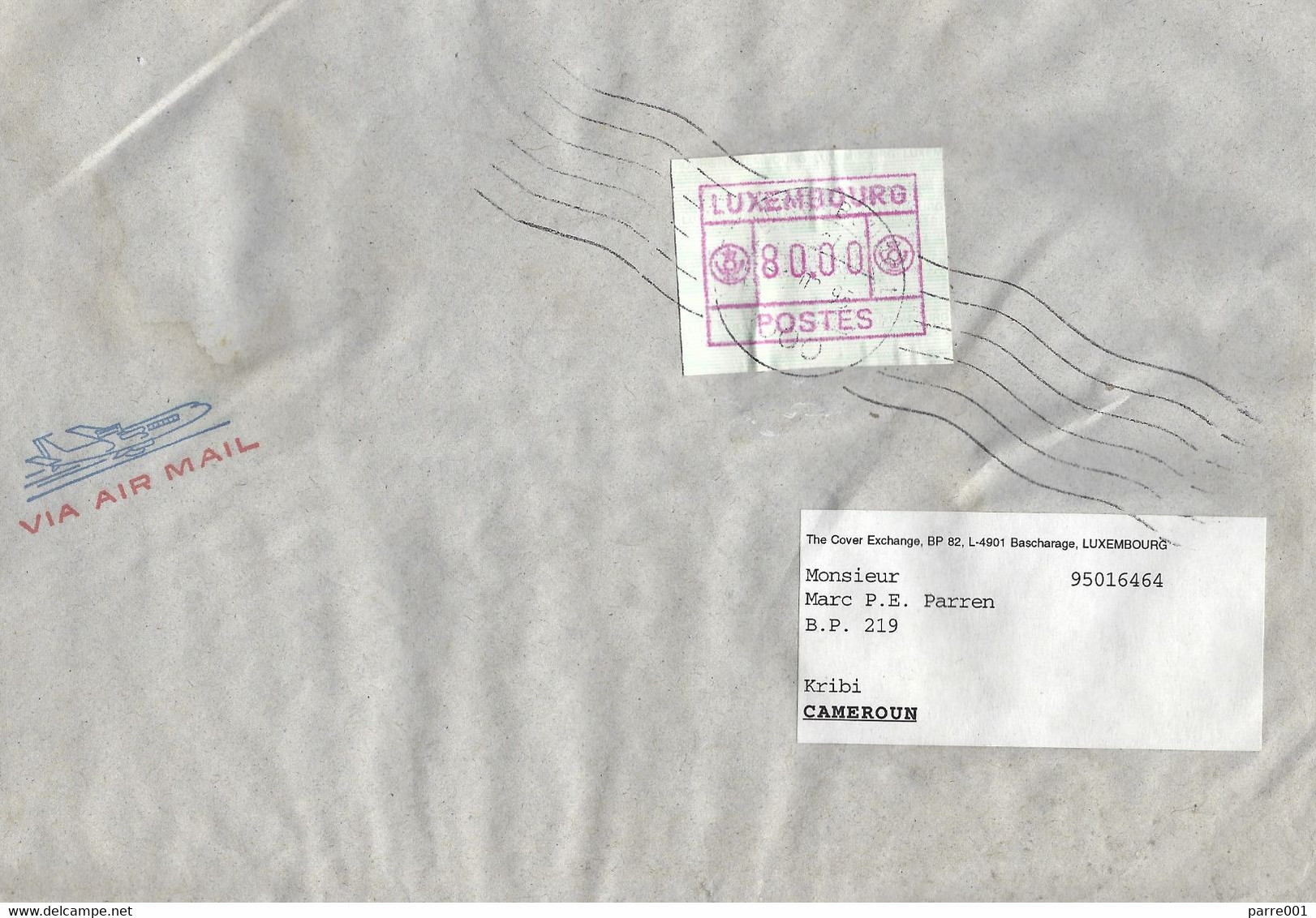 Luxemburg Luxembourg 1995 ATM FRAMA Franking 80F Cover To Cameroun - Vignettes D'affranchissement