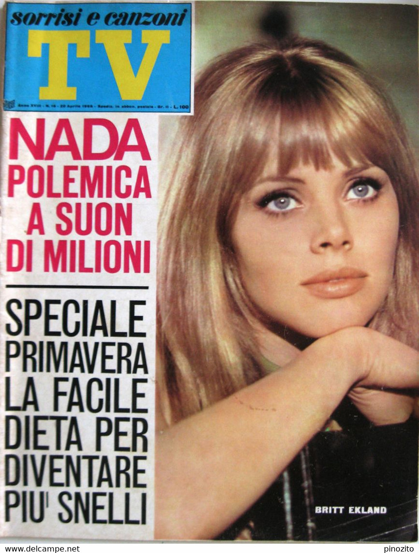 SORRISI E CANZONI TV 16 1969 Britt Ekland Nada Adriano Celentano Amedeo Nazzari Chico Buarque Barry Ryan Mascia Cantoni - Televisie