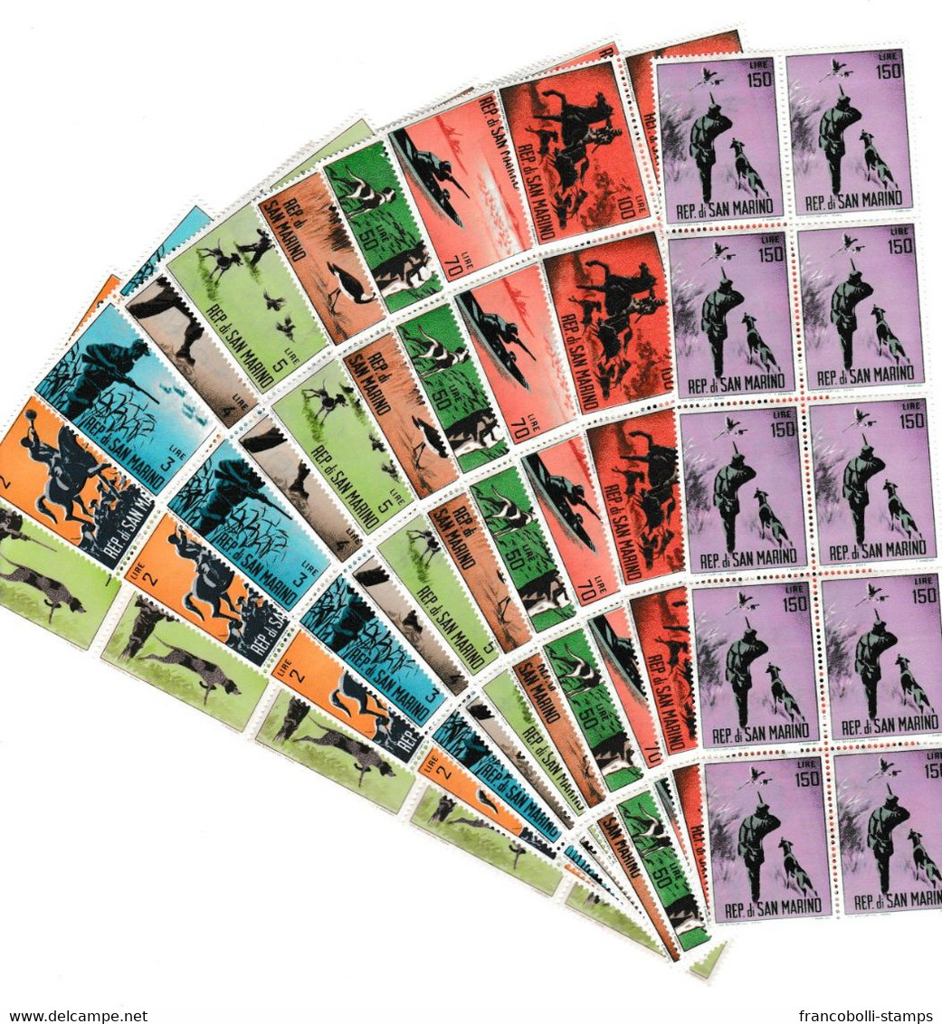 14212 DEALER STOCK SAN MARINO 1962 MNH Modern Hunting Caccia 10v (X 10 SETS) - Collections, Lots & Séries