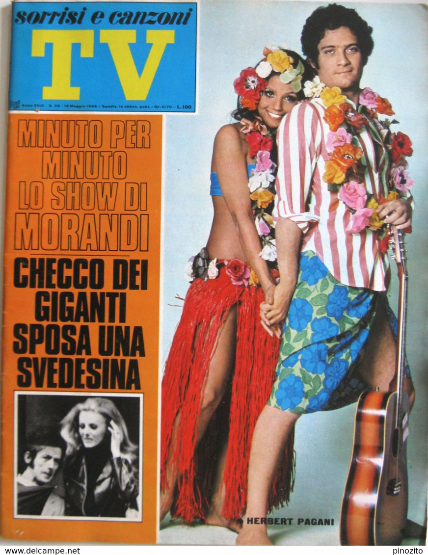 SORRISI E CANZONI TV 20 1969 Herbert Pagani Gianni Morandi Sandra Mondaini Shel Shapiro Mariolina Carreri Valeri Brumel - Televisie