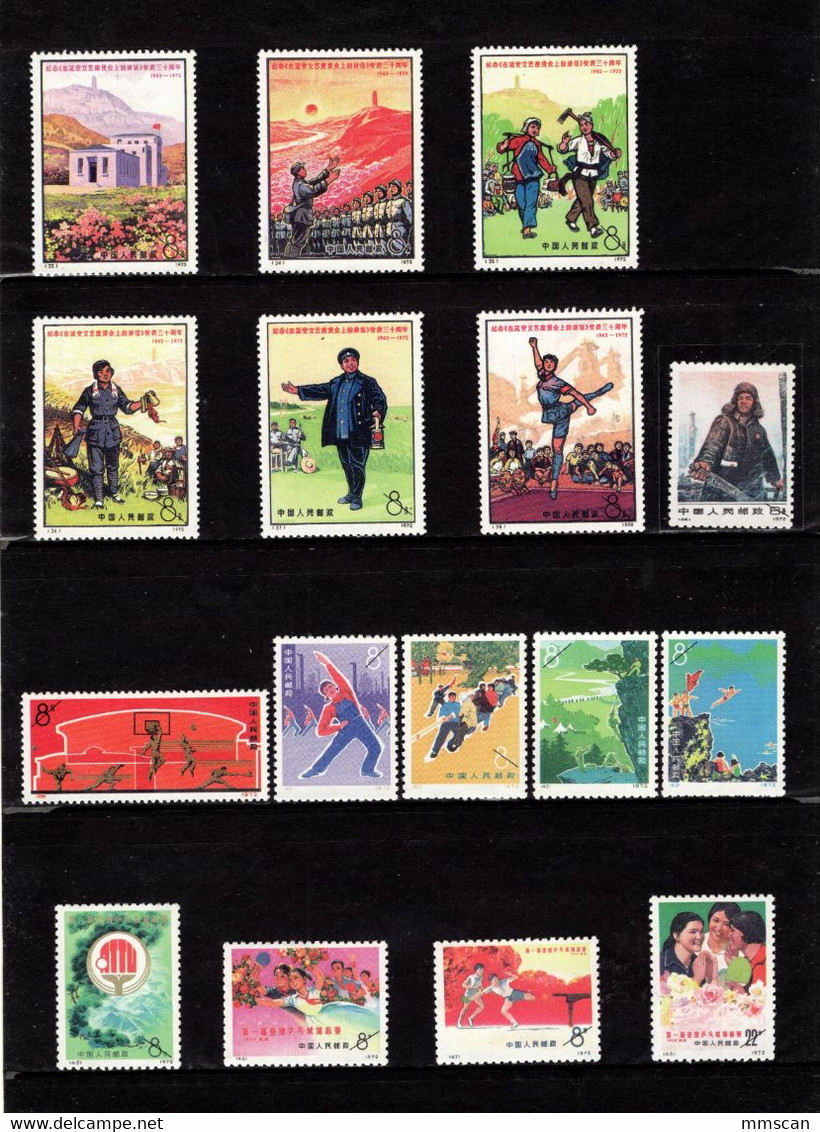 China N1--N95 Stamps, VF, No Hinged, White Backsides.  Reprints/replica - Proofs & Reprints